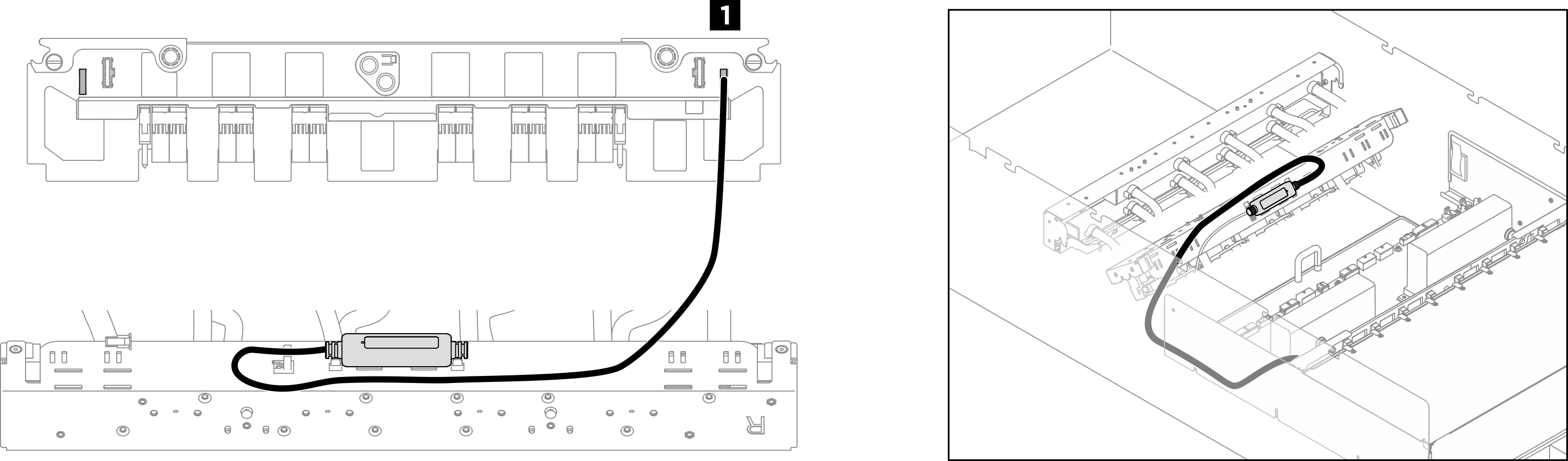 Rear GPU leakage sensor module cable routing