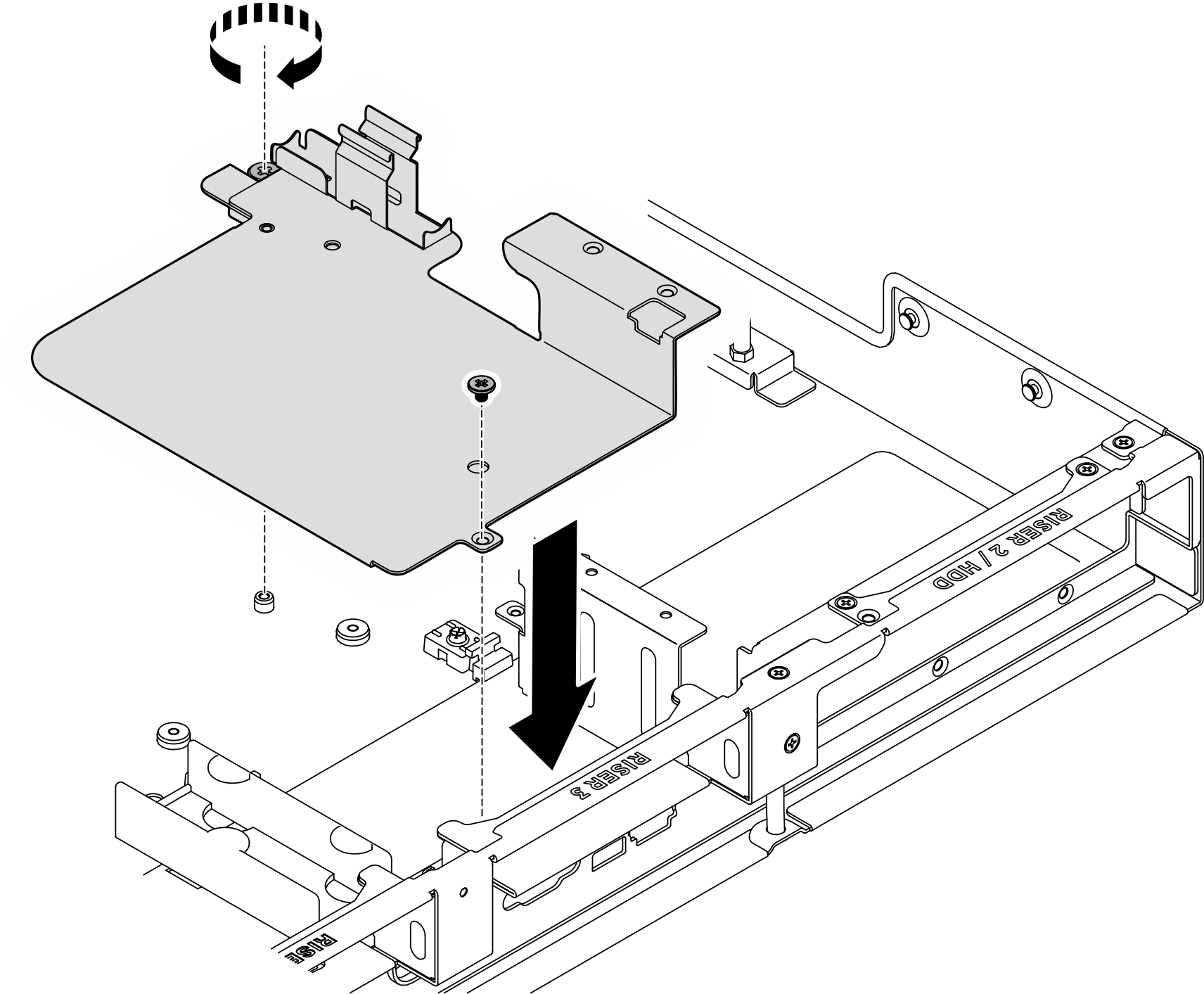 Installing the leakage sensor module bracket (with riser 3)