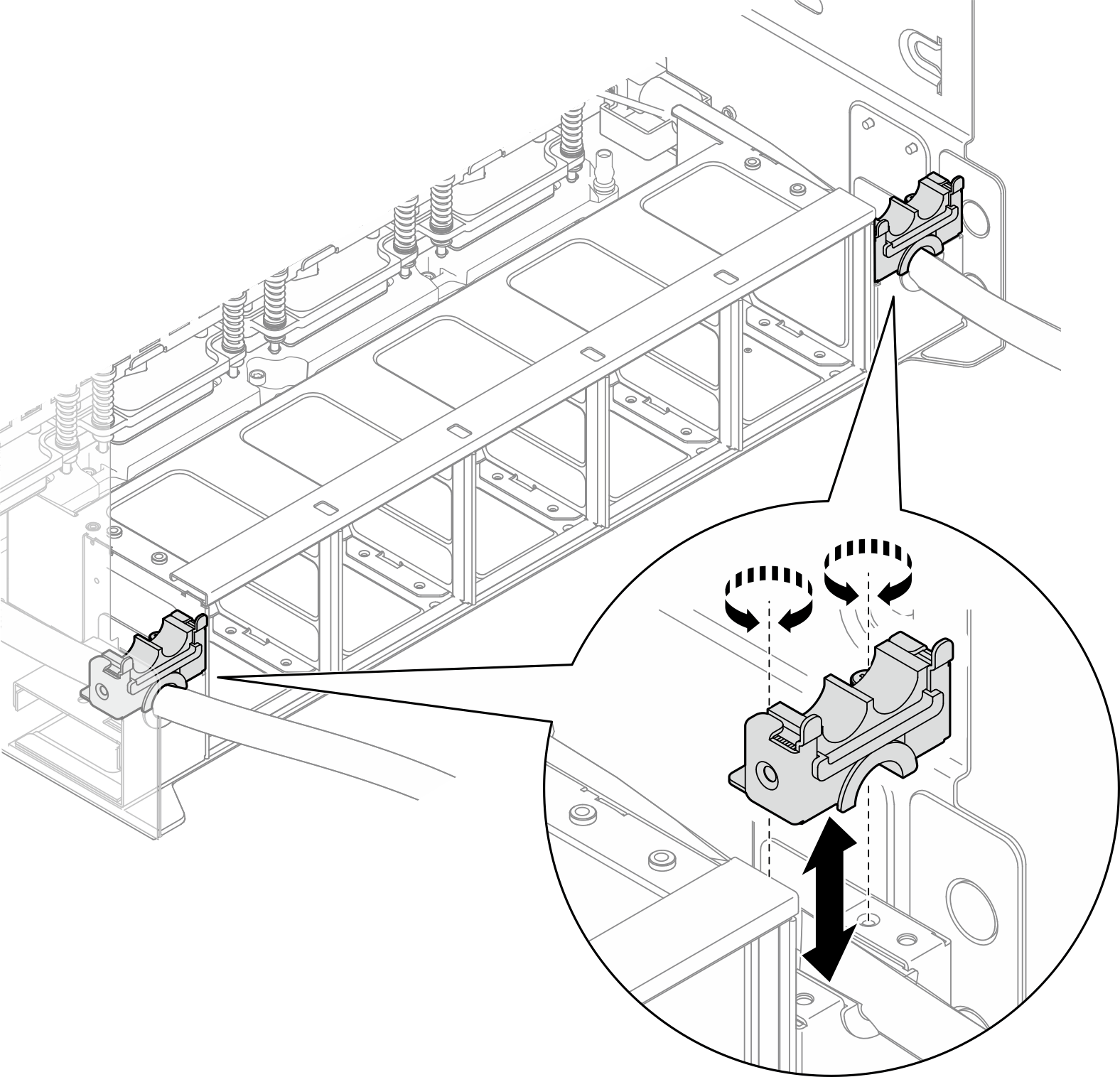 Installing hose holder B/C