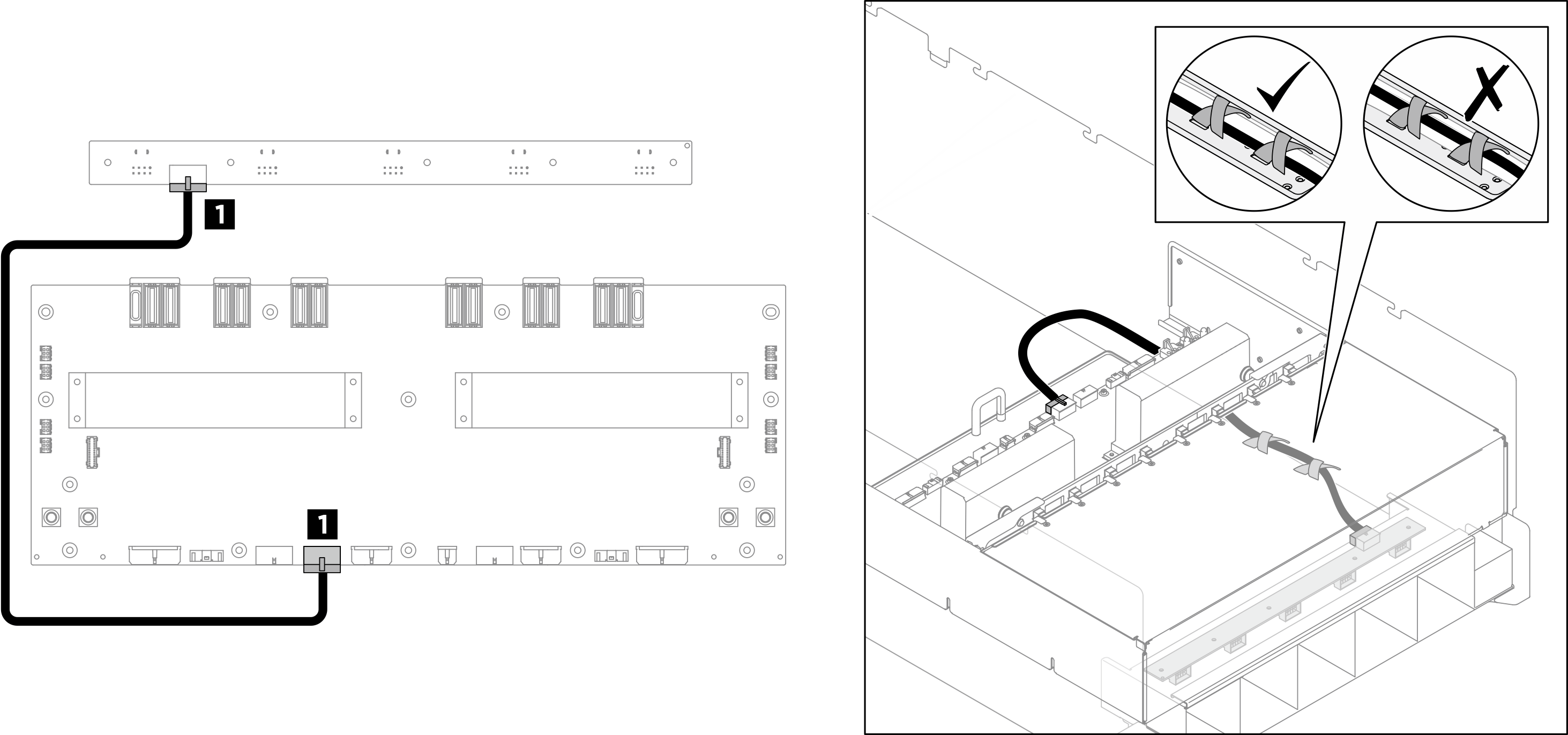 Rear fan control board cable routing