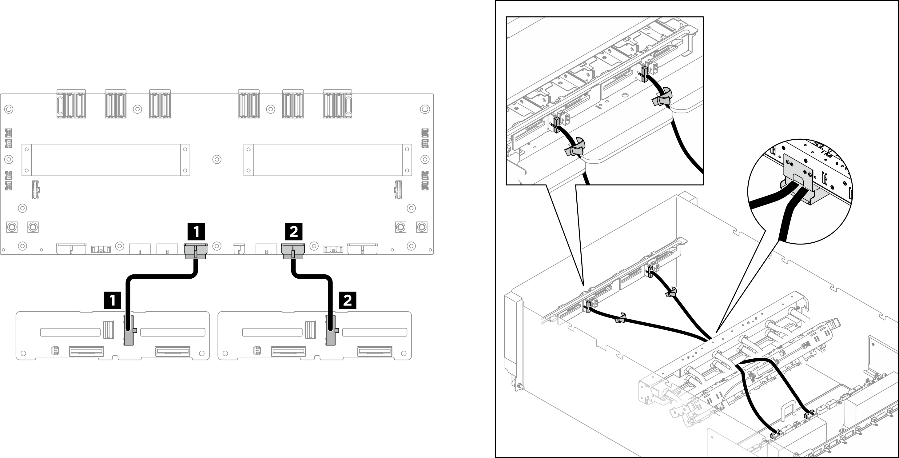 Front 2.5-inch drive backplane power cable routing