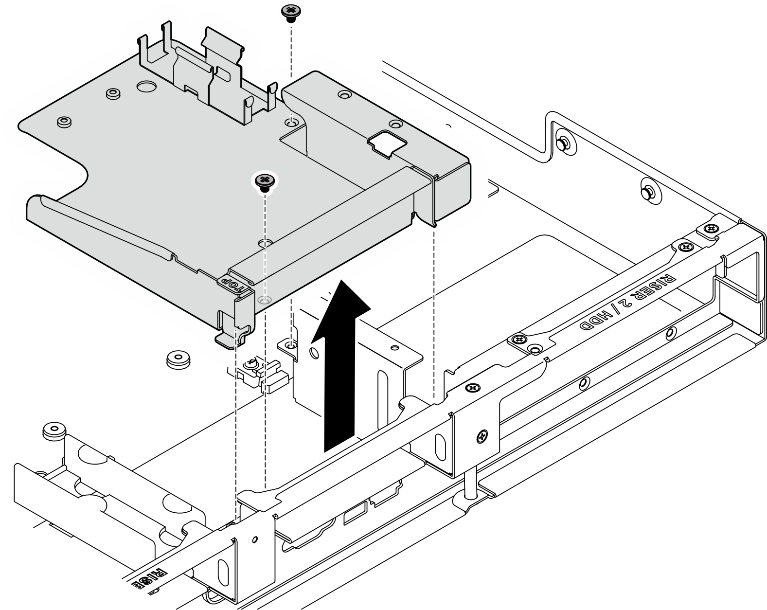 Removing the leakage sensor module bracket (with rear drive cage)