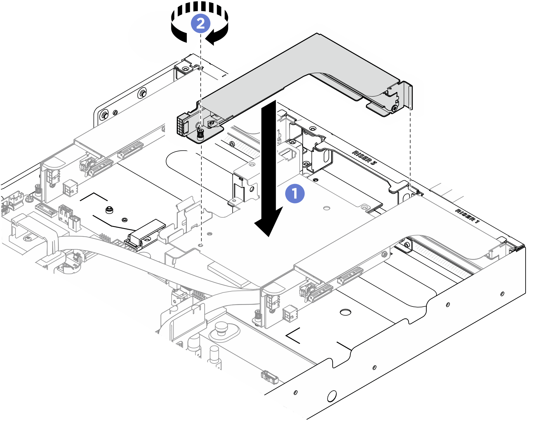 PCIe riser assembly installation in riser 3 slot