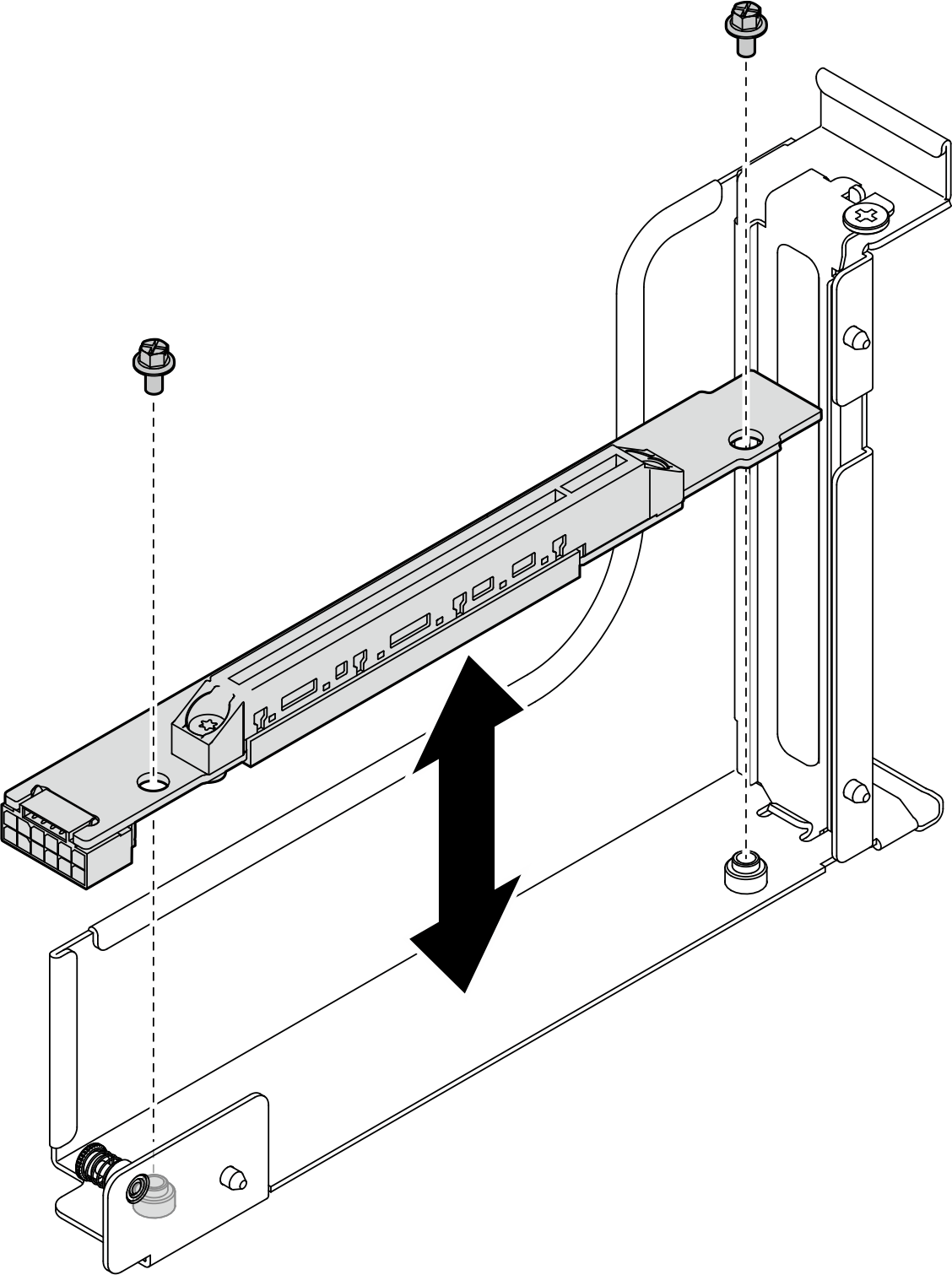 Cabled riser card installation