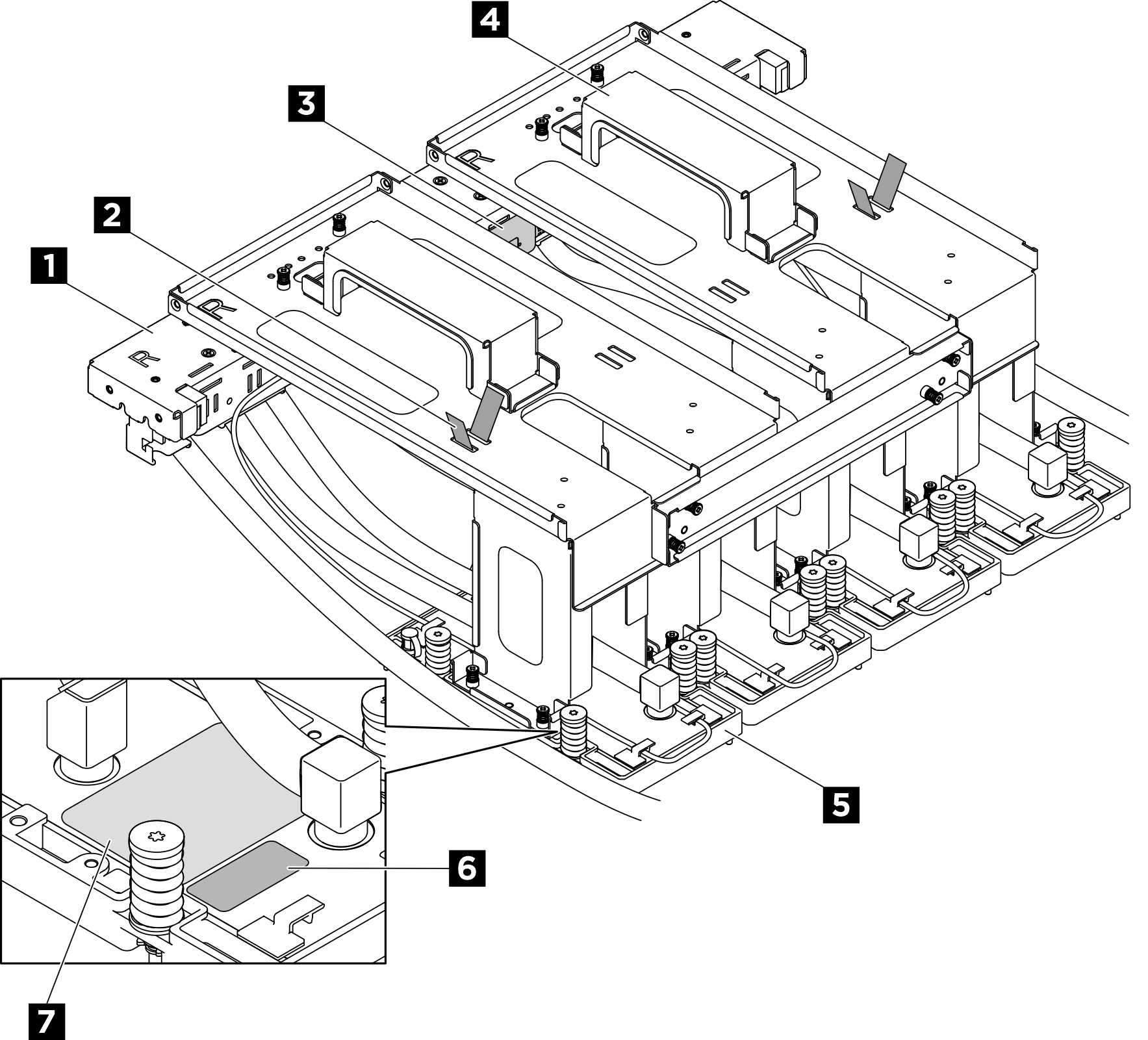 Rear B200 GPU cold plate module components identification