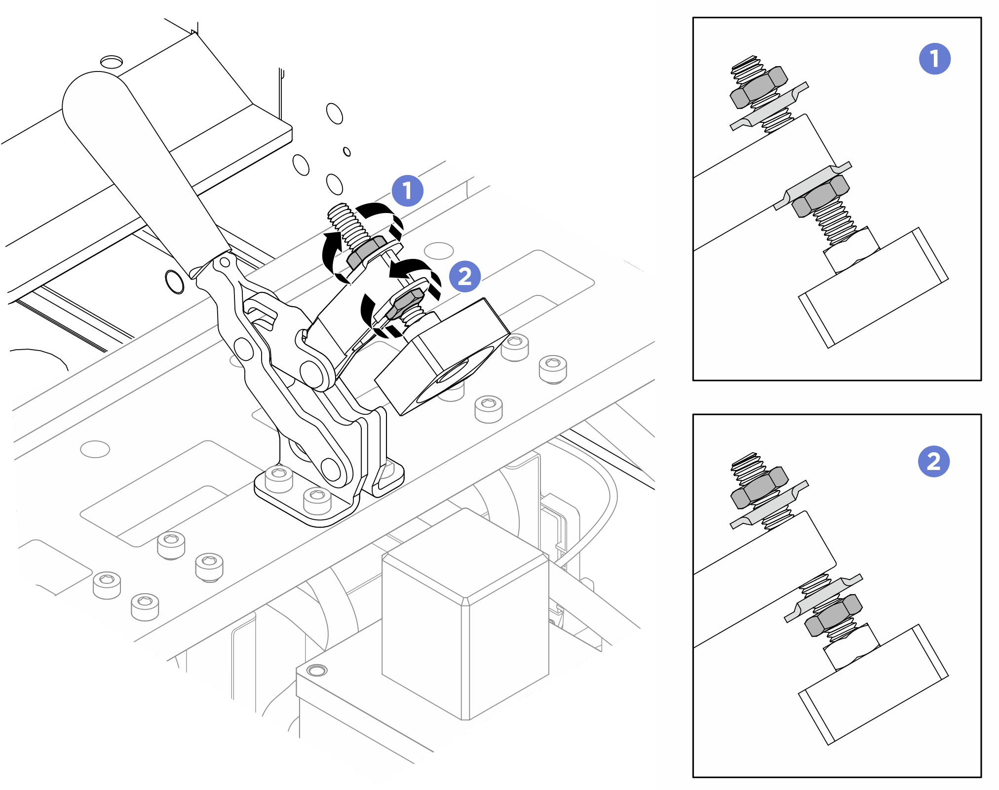 Loosening the screws on the clamp head