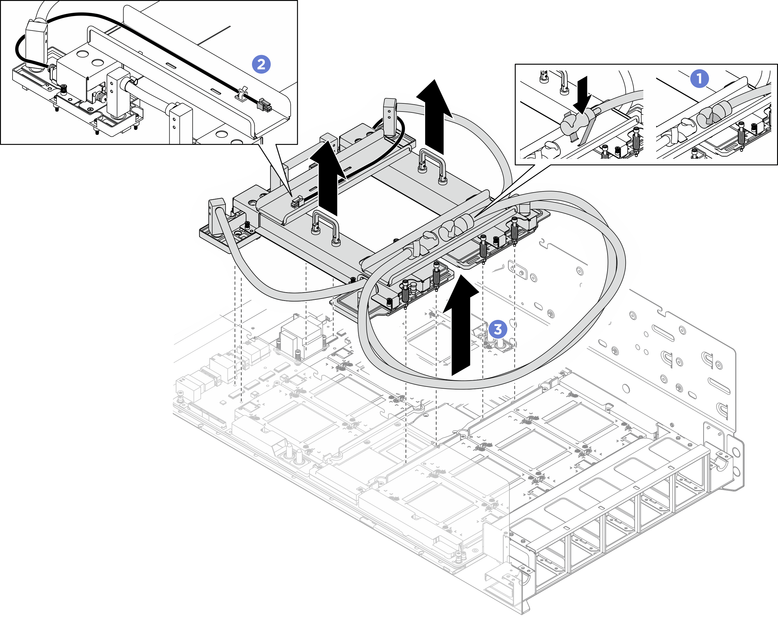 Removing the NVSwitch and retimer cold plate module