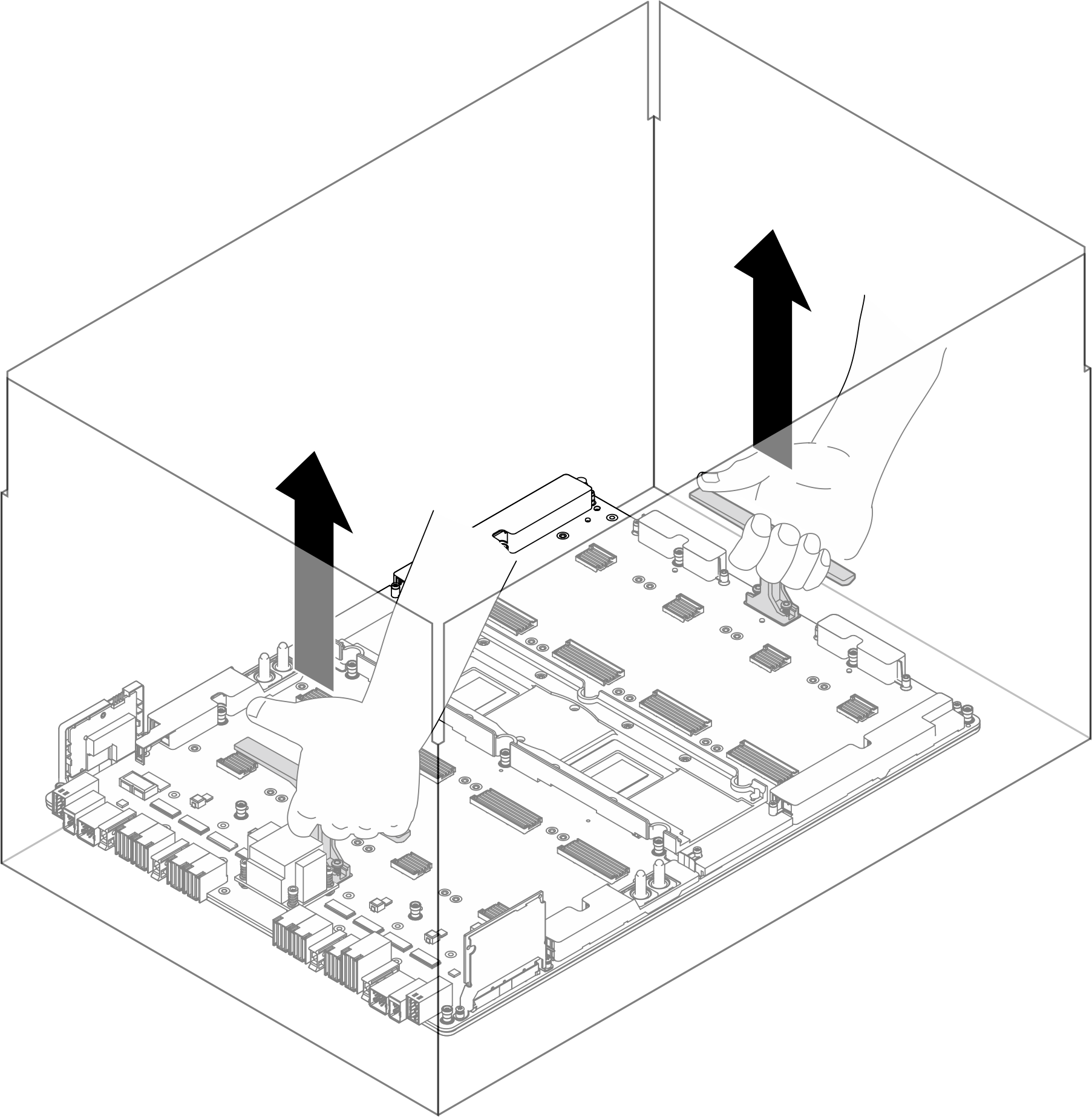Removing the GPU baseboard from the package box