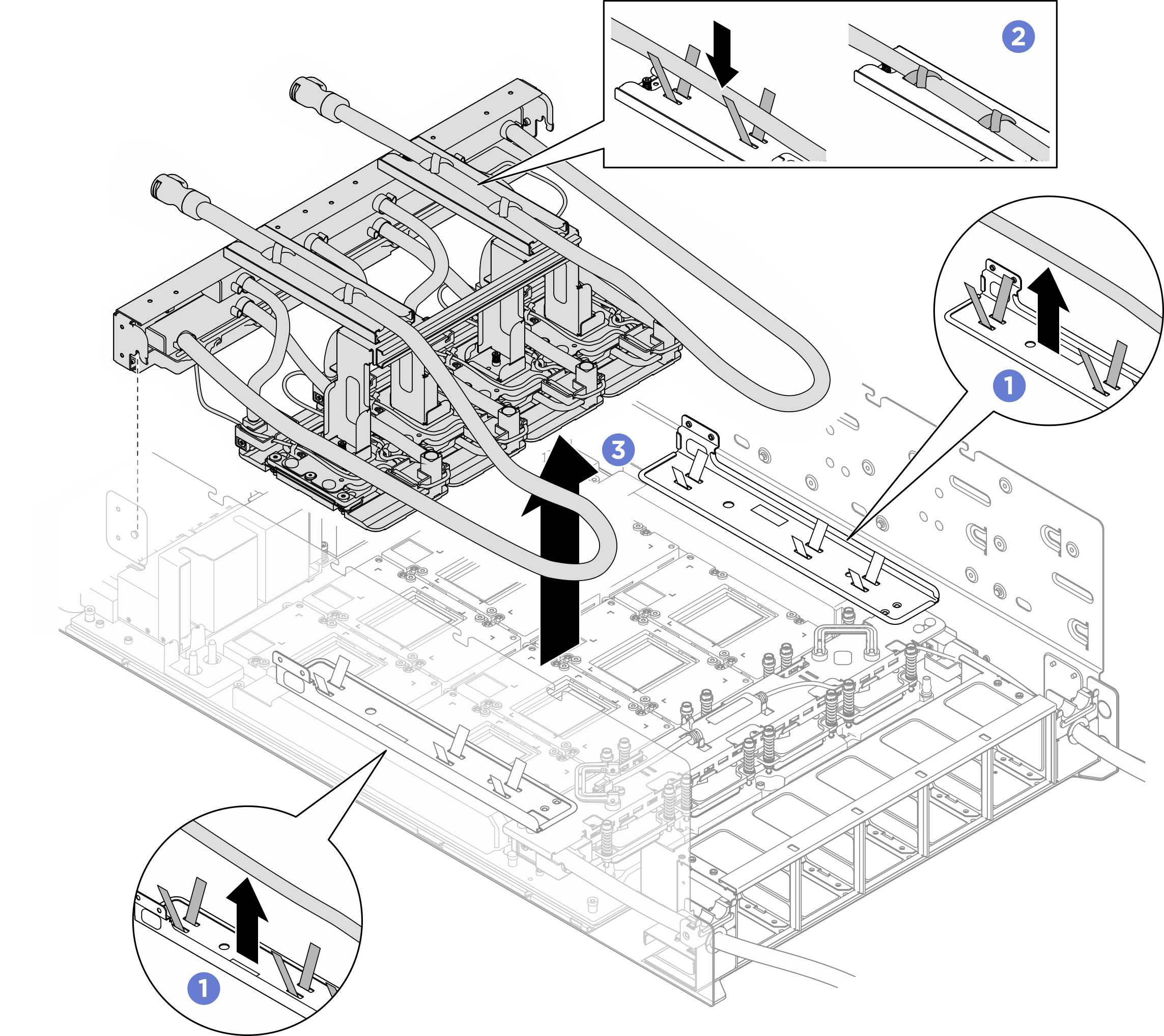 Removing the front H100/H200 GPU cold plate module