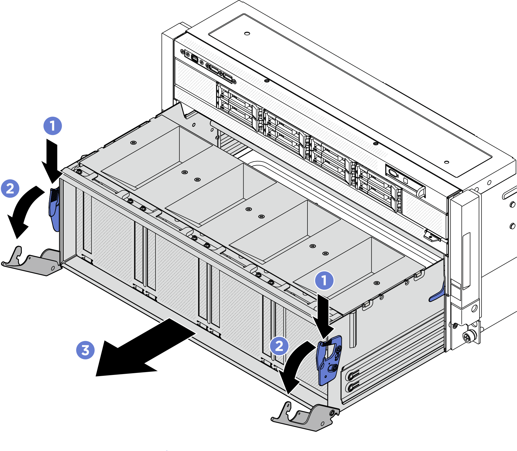 PCIe switch shuttle removal to stop position