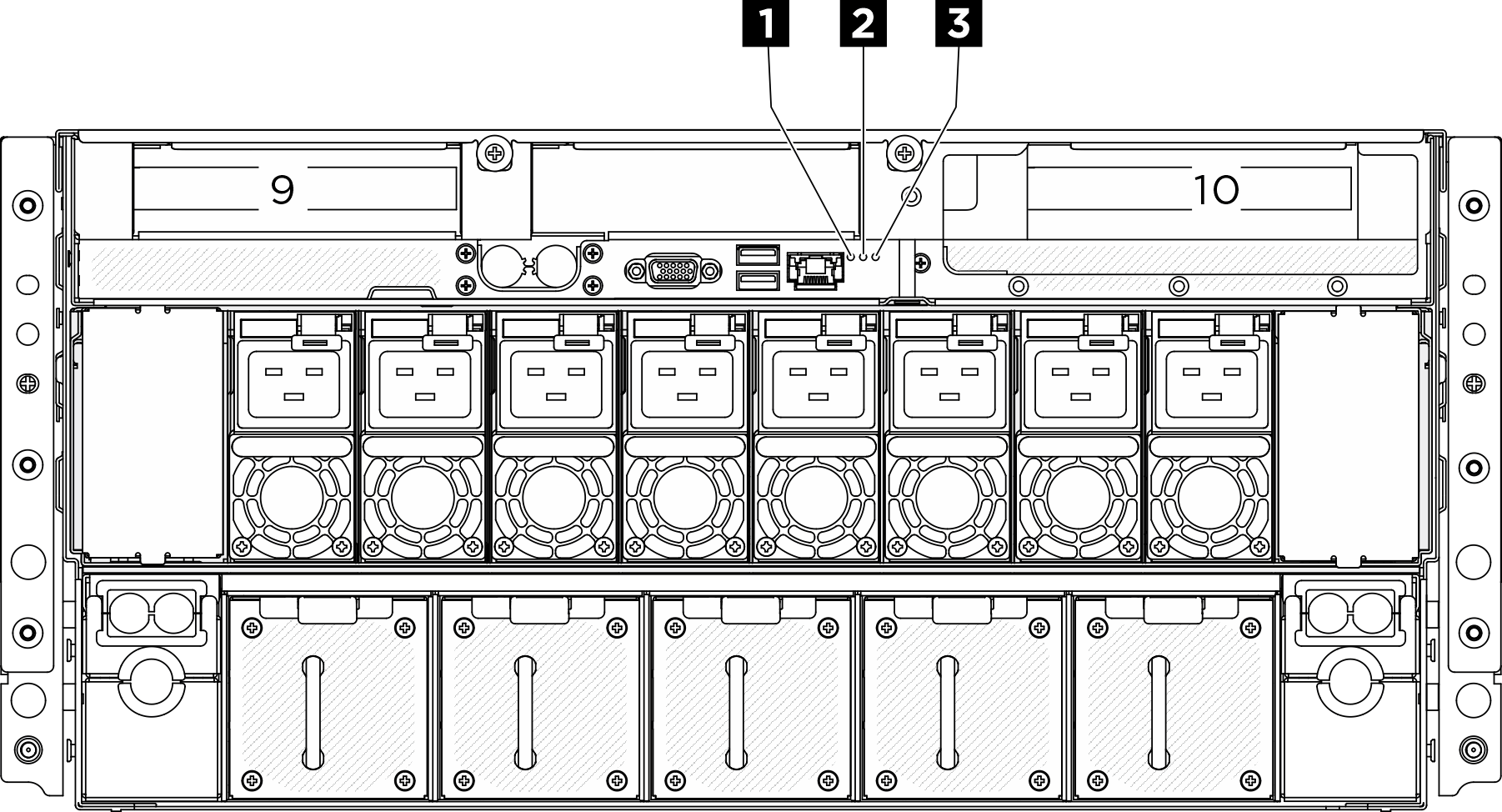 System LEDs on the rear view