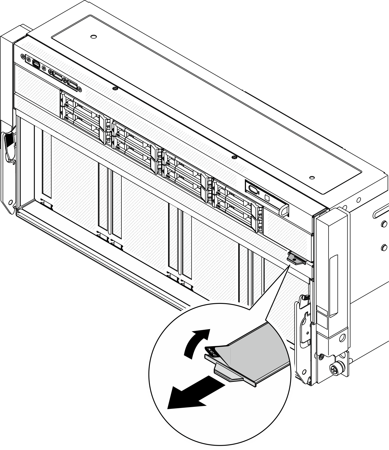 Lenovo XClarity Controller network access label on the pull-out information tab