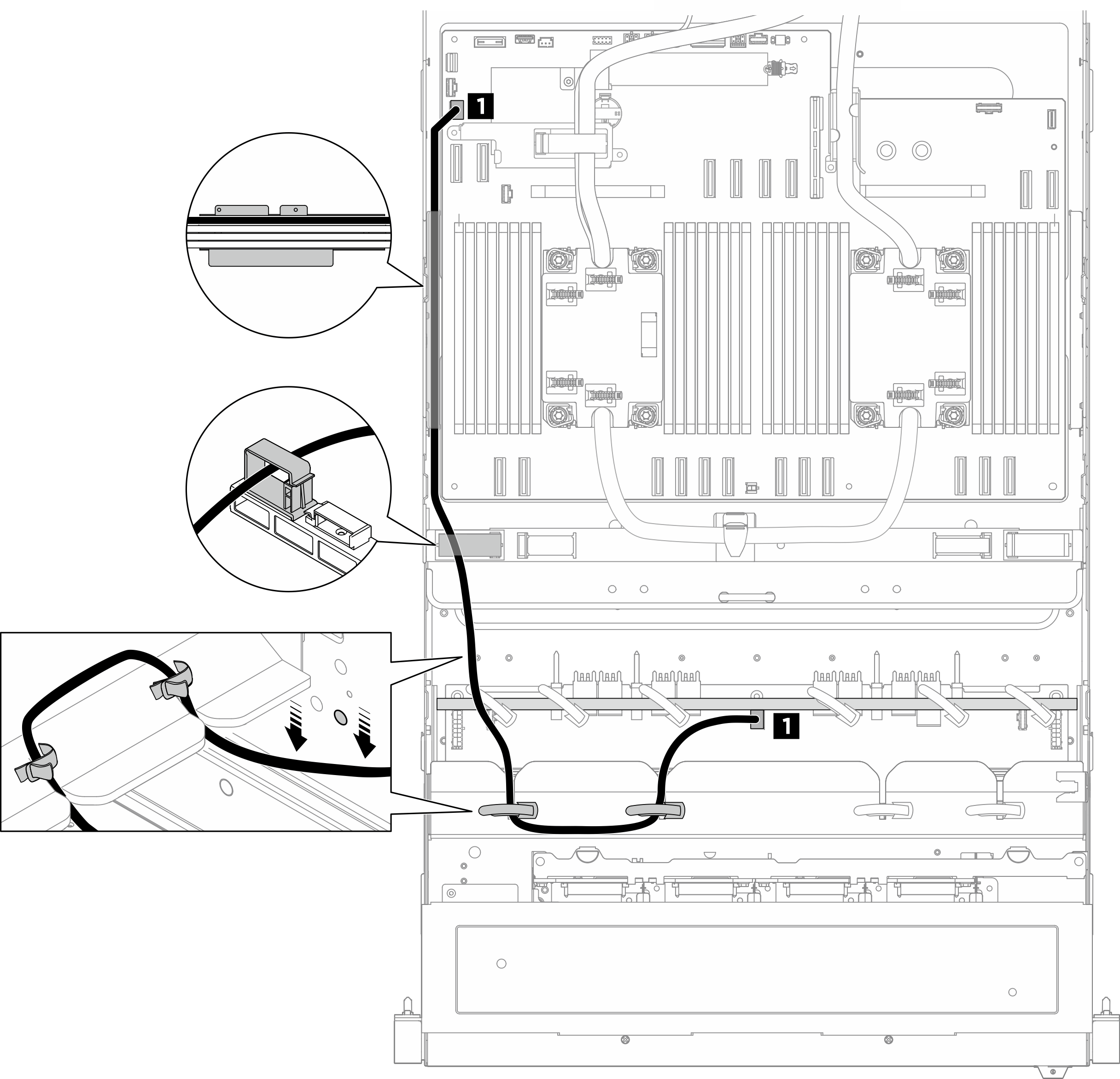 PCIe switch board cable routing (GPU management cable)