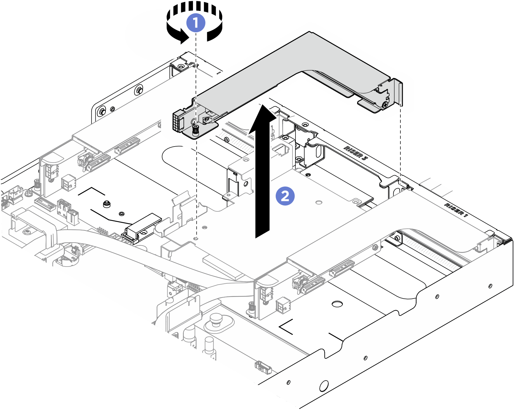 PCIe riser assembly removal in riser 3 slot