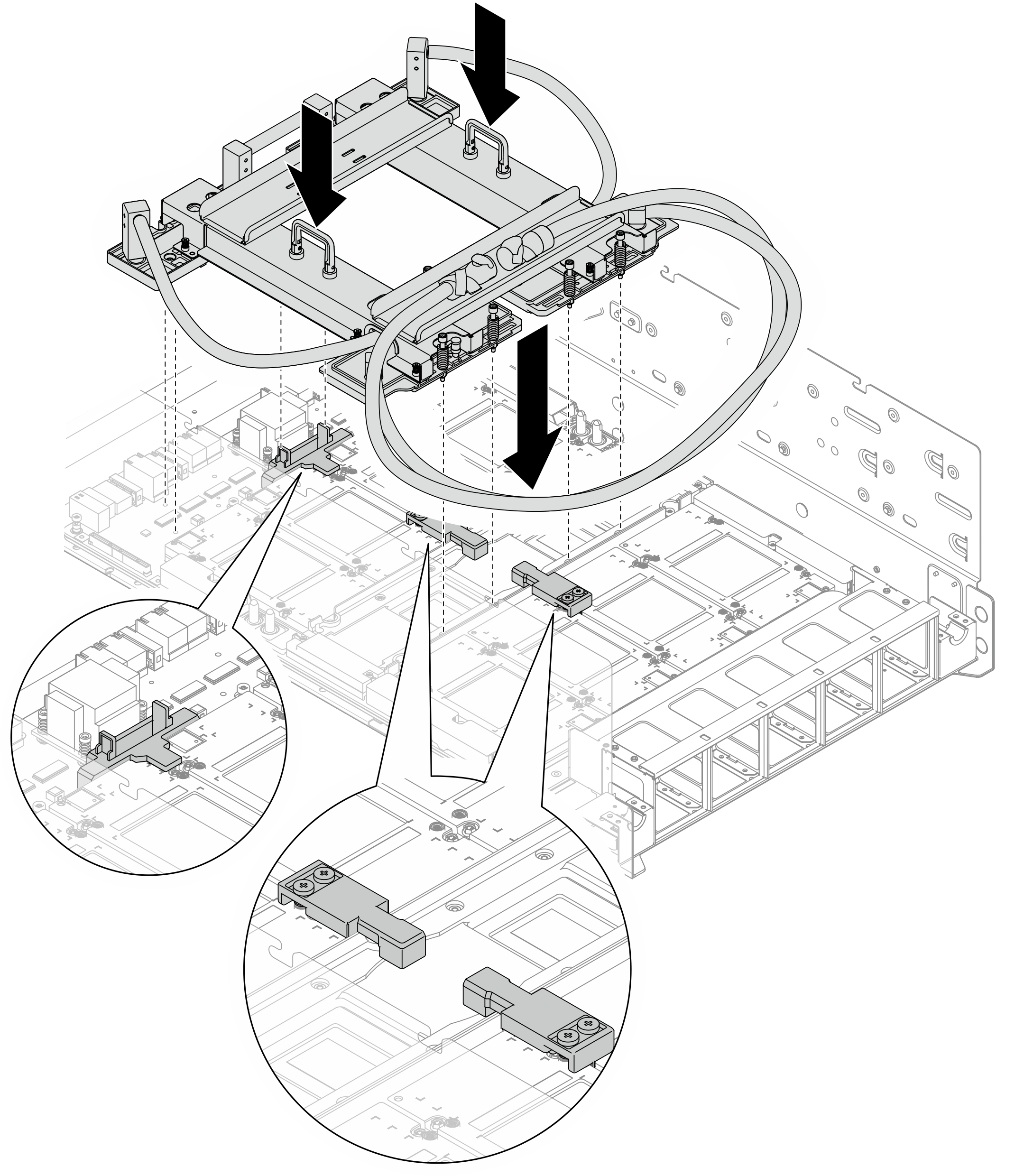 Installing the NVSwitch and retimer cold plate module