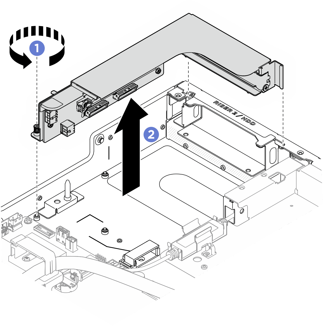 PCIe riser assembly removal in slot 2