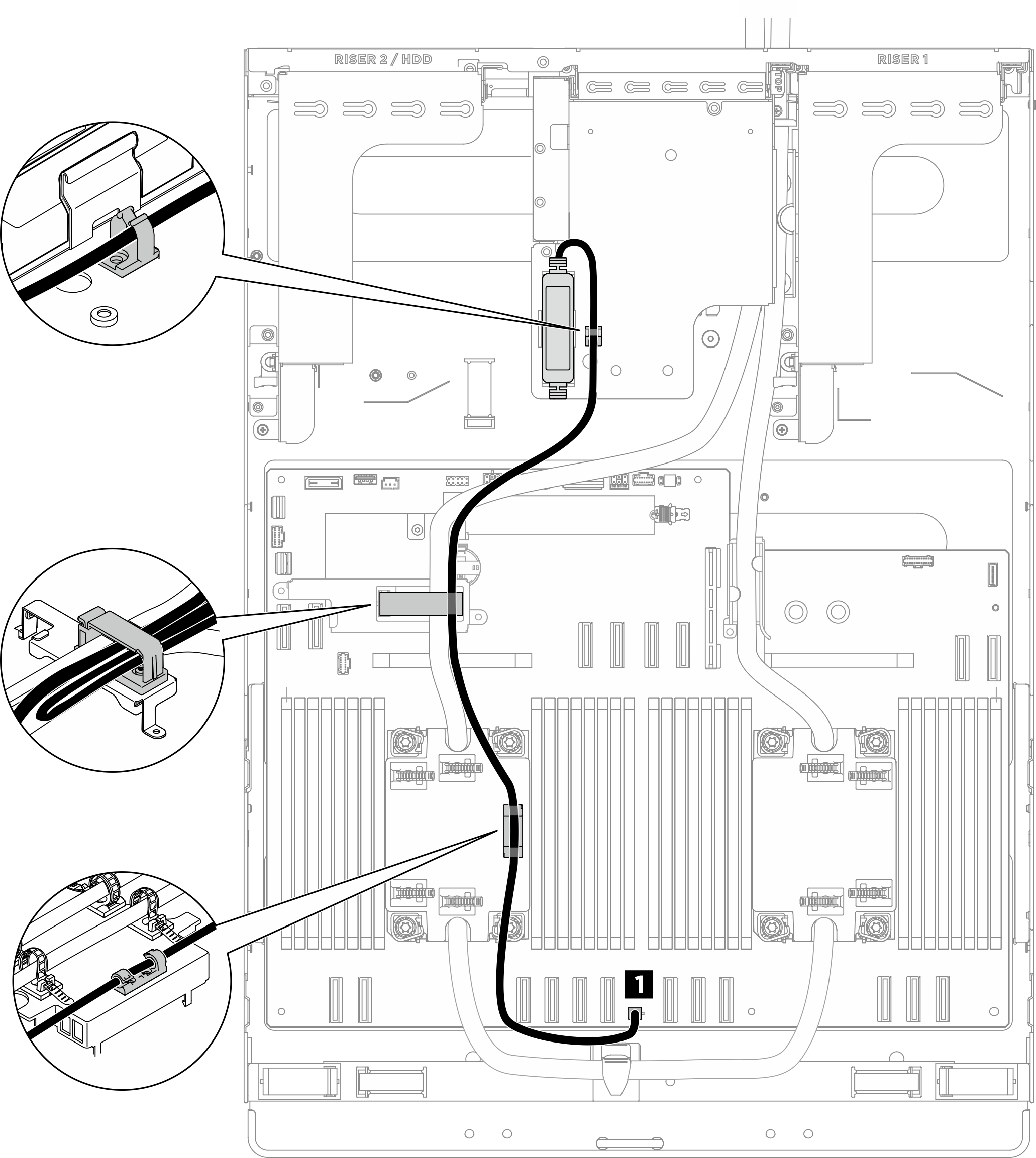 DWCM leakage sensor module cable routing