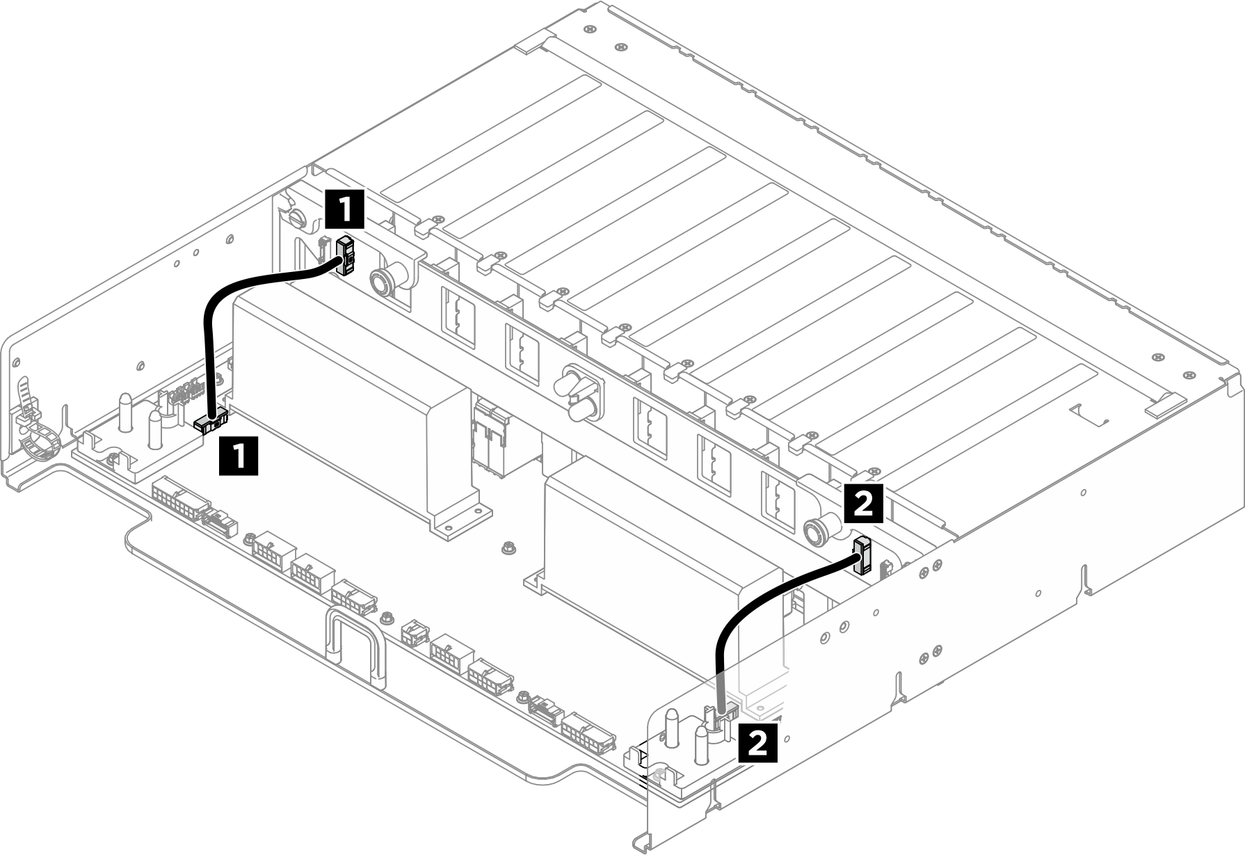 PSU interposer to power distribution board cable routing