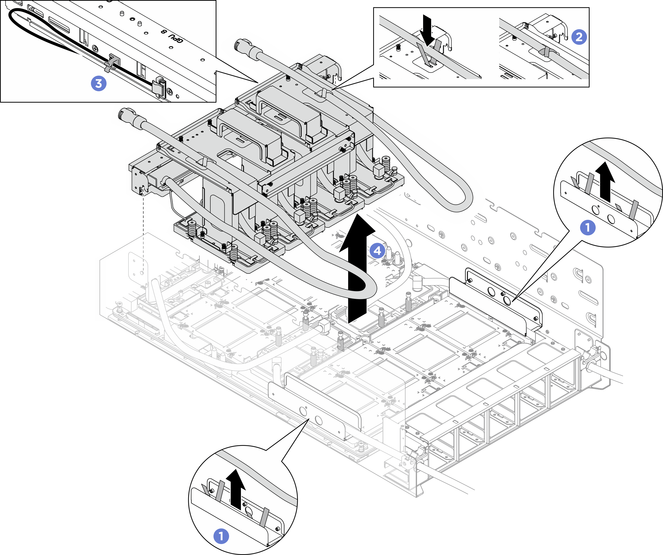 Removing the front B200 GPU cold plate module