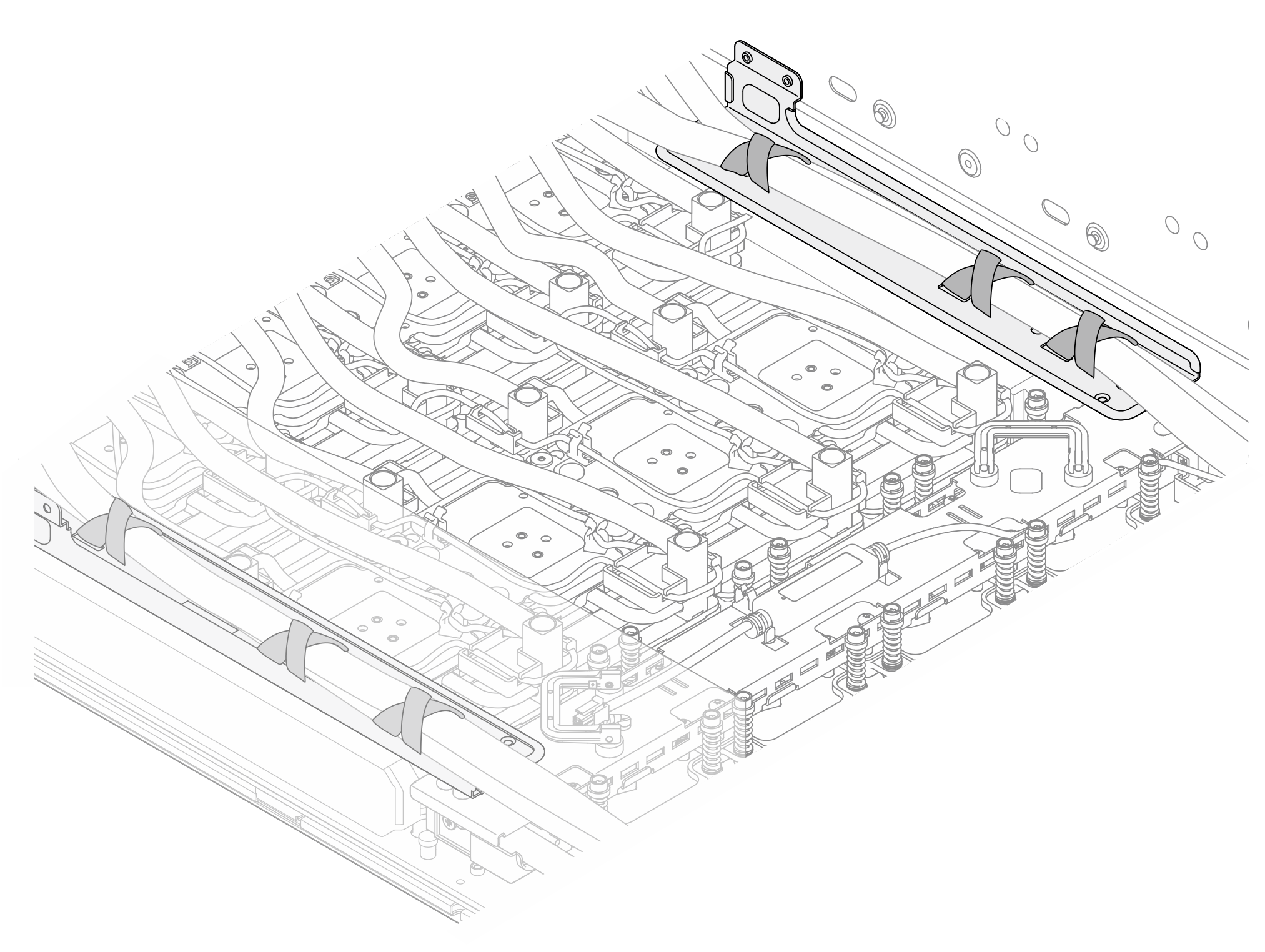 Placing the hoses and cables on the hose guides