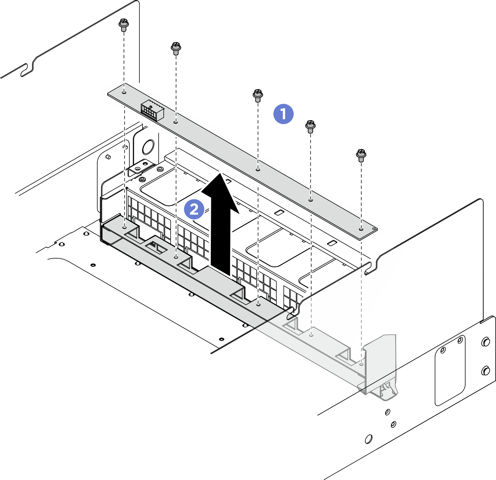 Rear fan control board removal