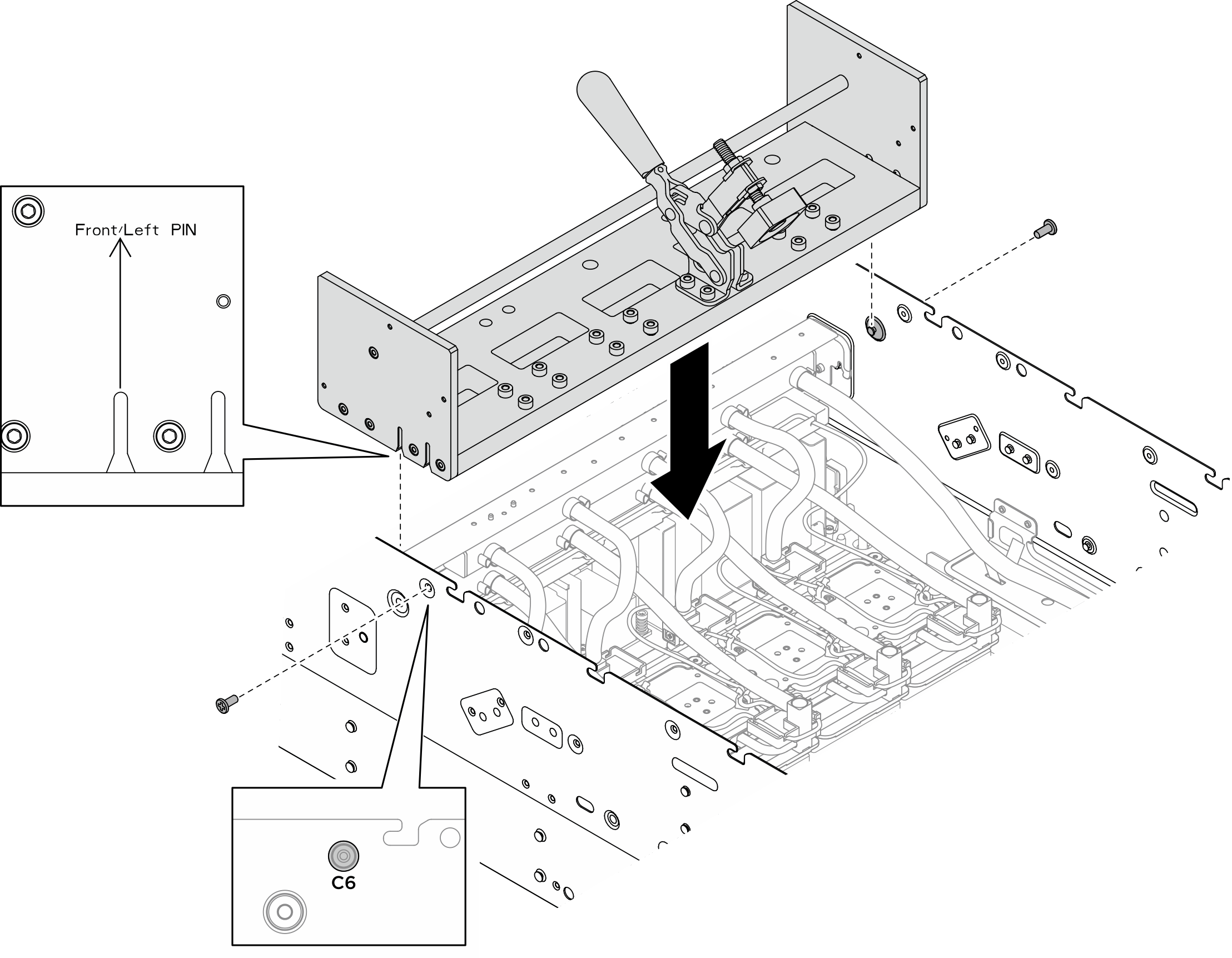 Installing fixture to the front GPU cold plates