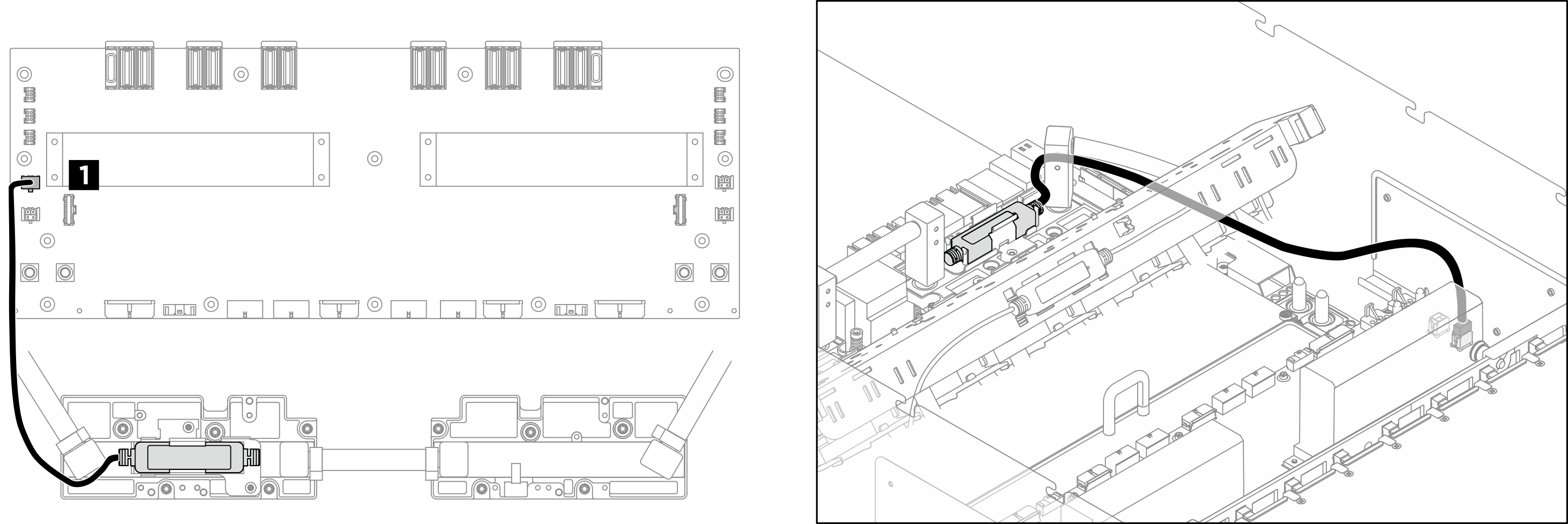 B200 NVSwitch and retimer leakage sensor module cable routing