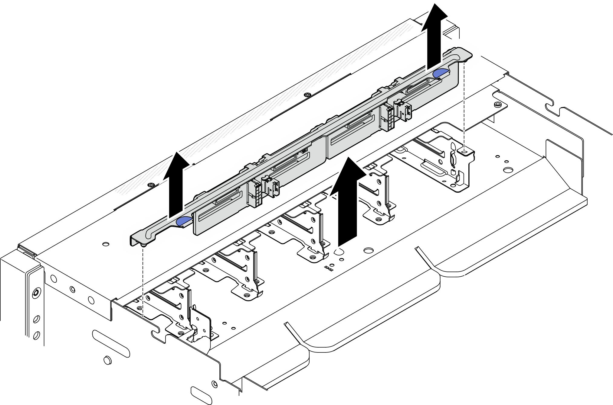 Front 2.5-inch drive backplane bracket removal