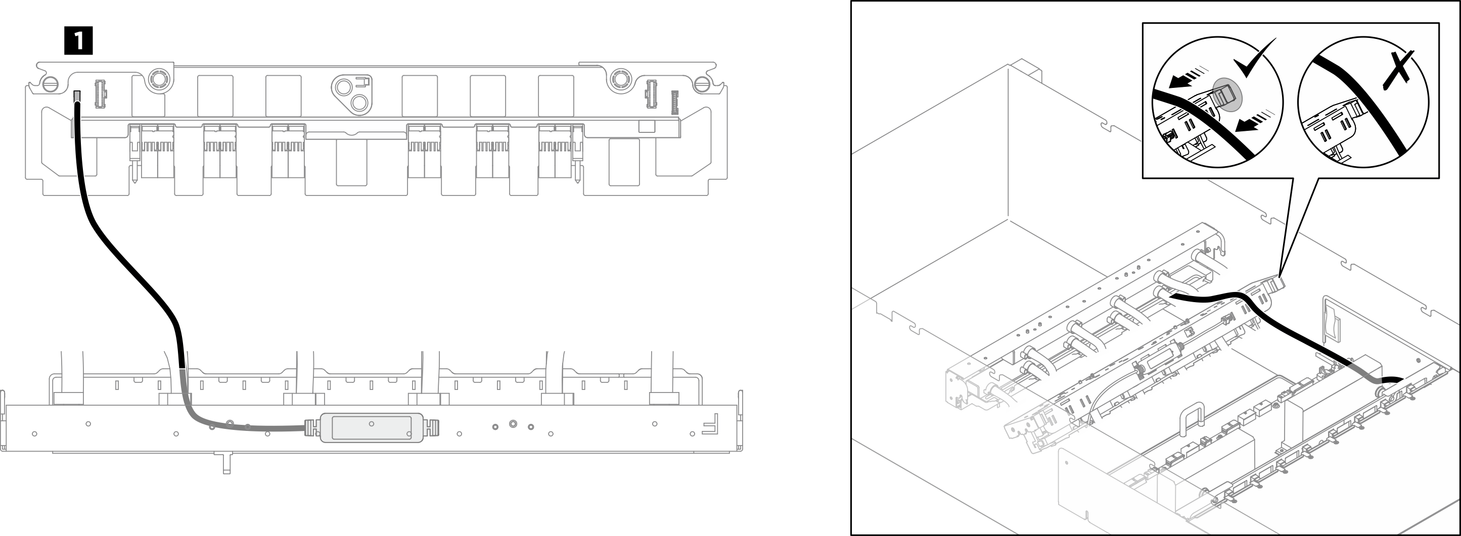 Front GPU leakage detection sensor module cable routing