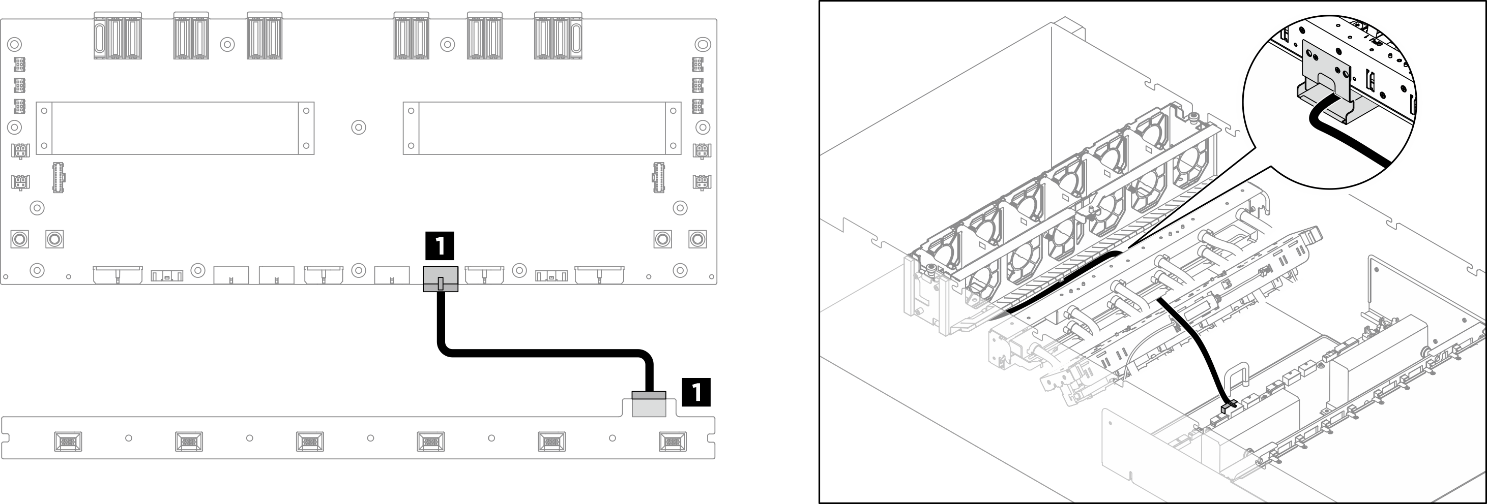Front fan control board cable routing for H100/H200 GPU