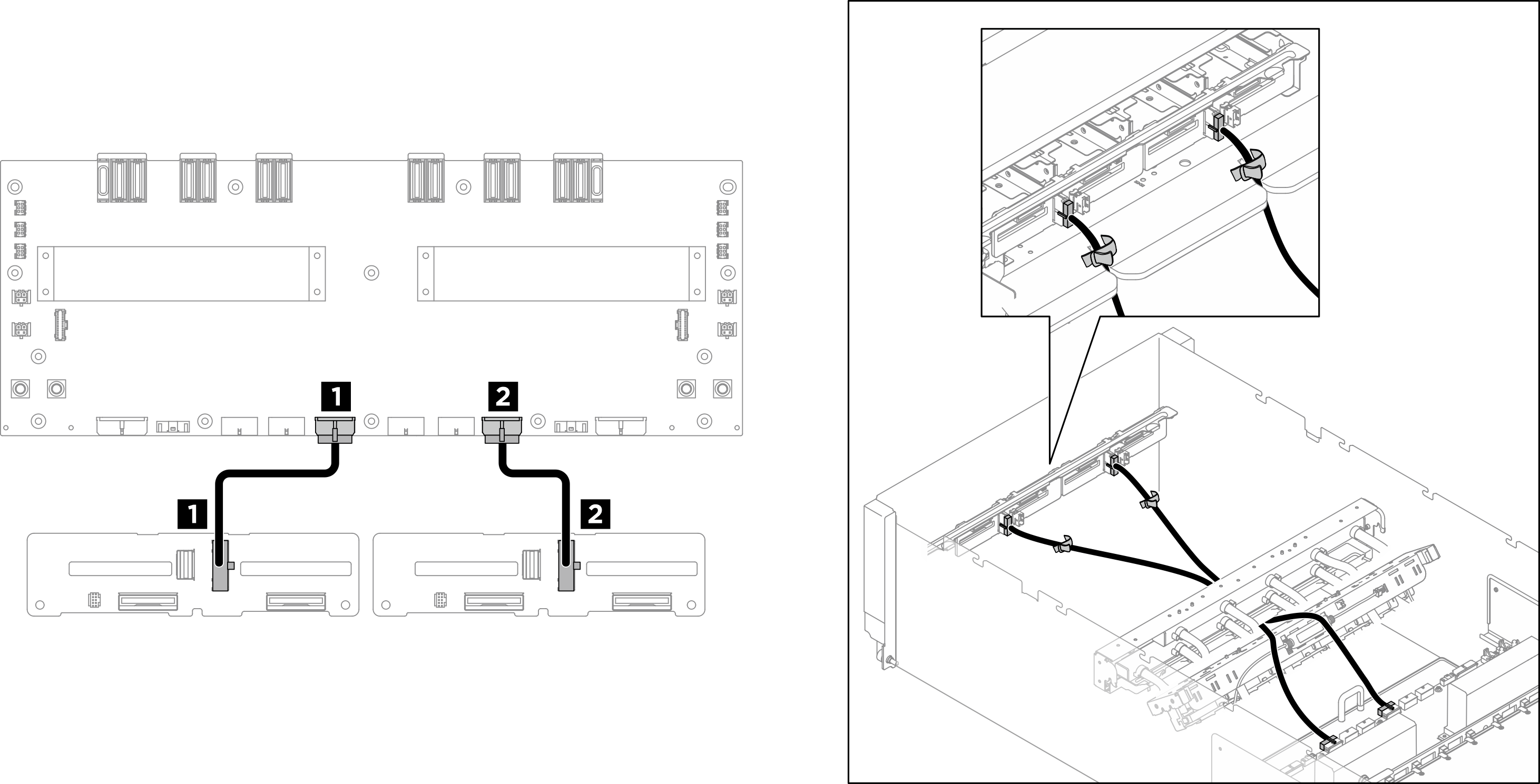 Front 2.5-inch drive backplane power cable routing for B200 GPU