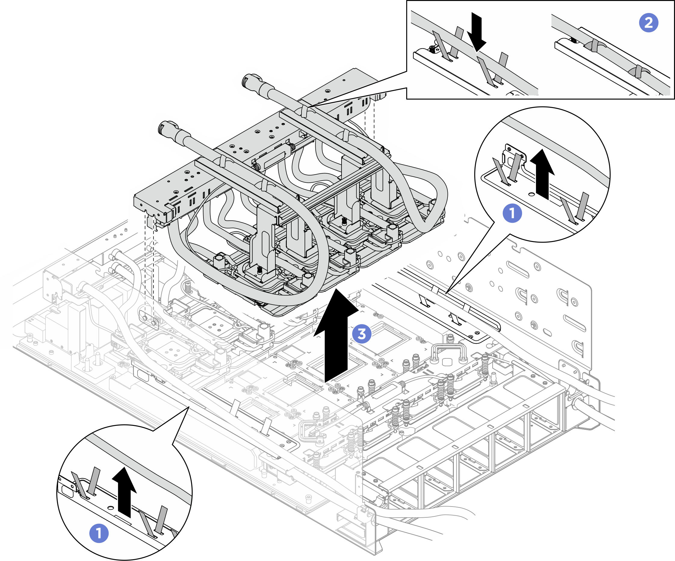 Removing the rear H100/H200 GPU cold plate module