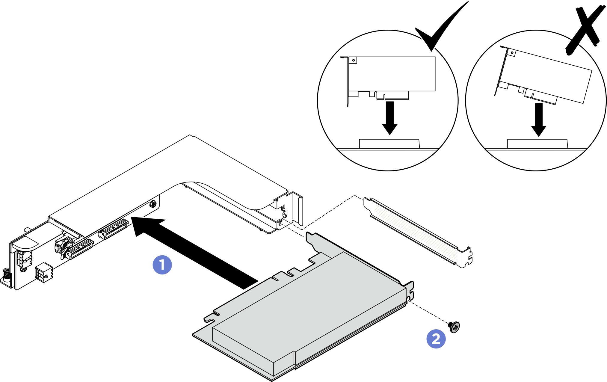 Rear PCIe adapter installation