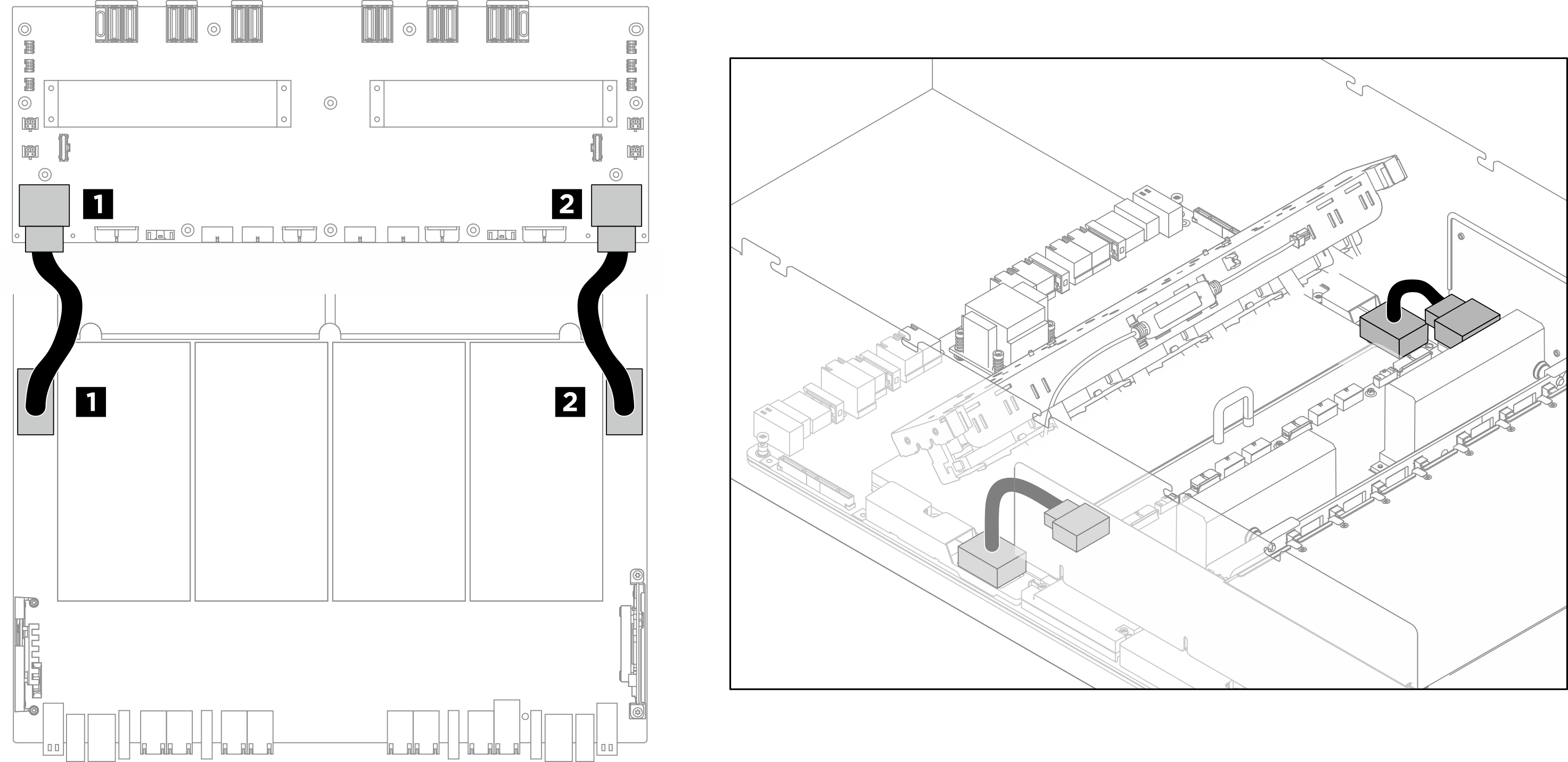 B200 GPU baseboard cable routing