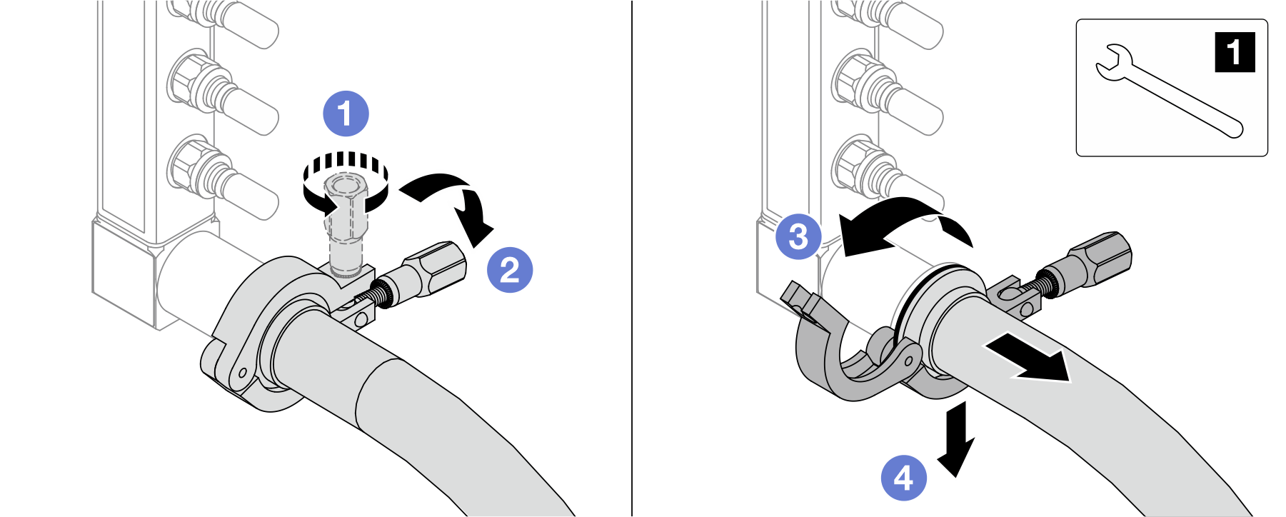 Separating the manifold from the hose kit