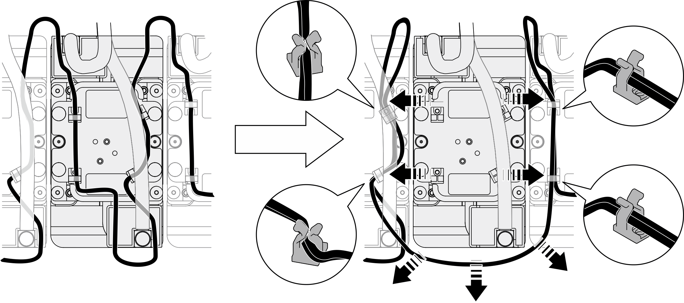 Removing the leakage sensor module cables