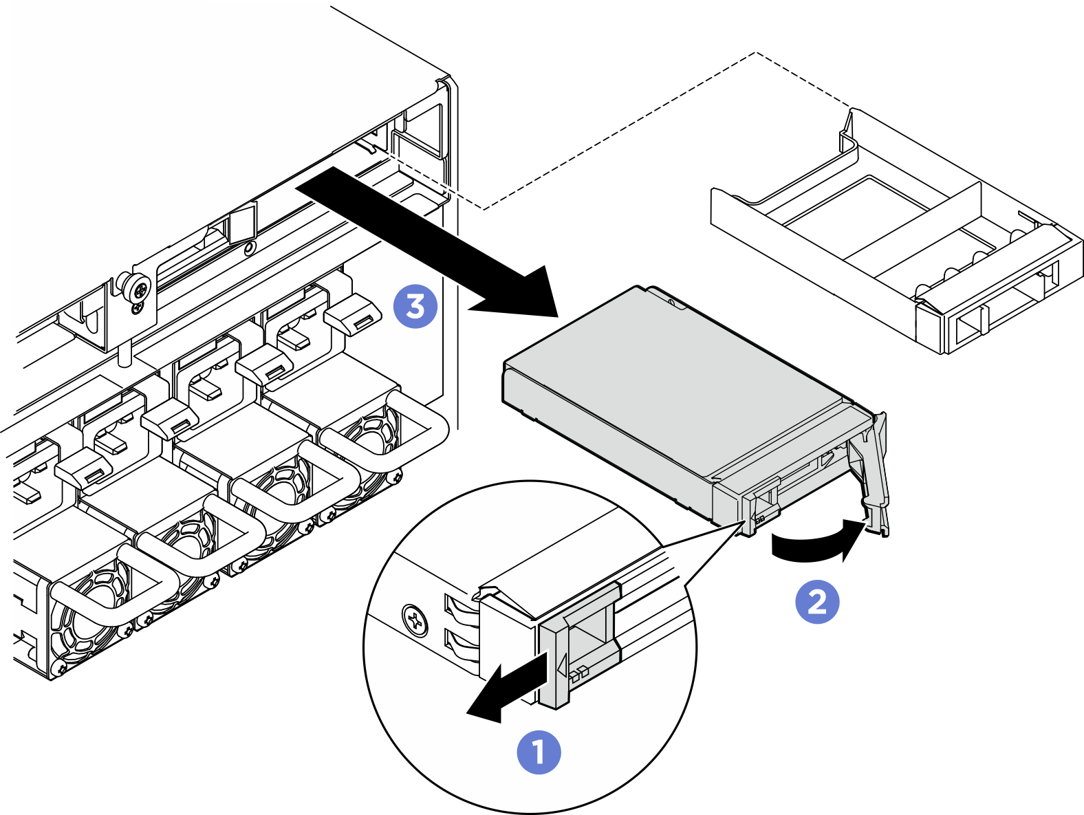 Rear 2.5-inch hot-swap drive removal