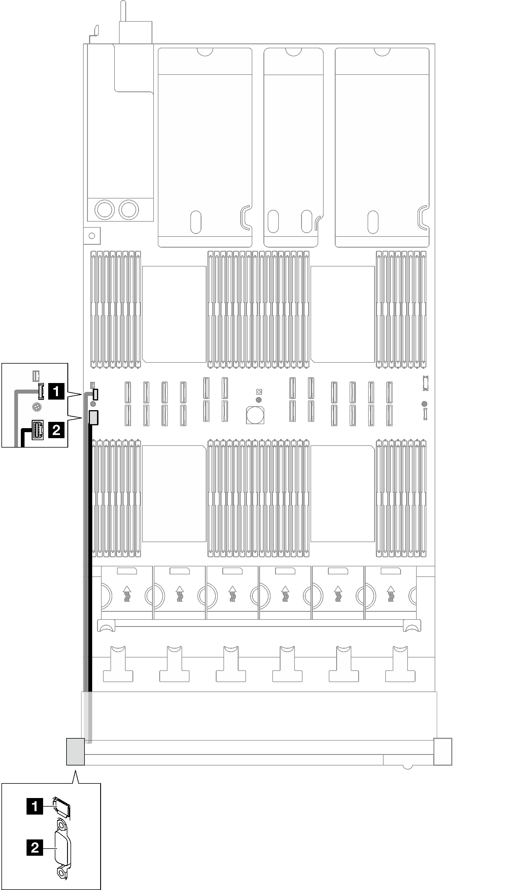 Cable routing for the external diagnostics handset and VGA