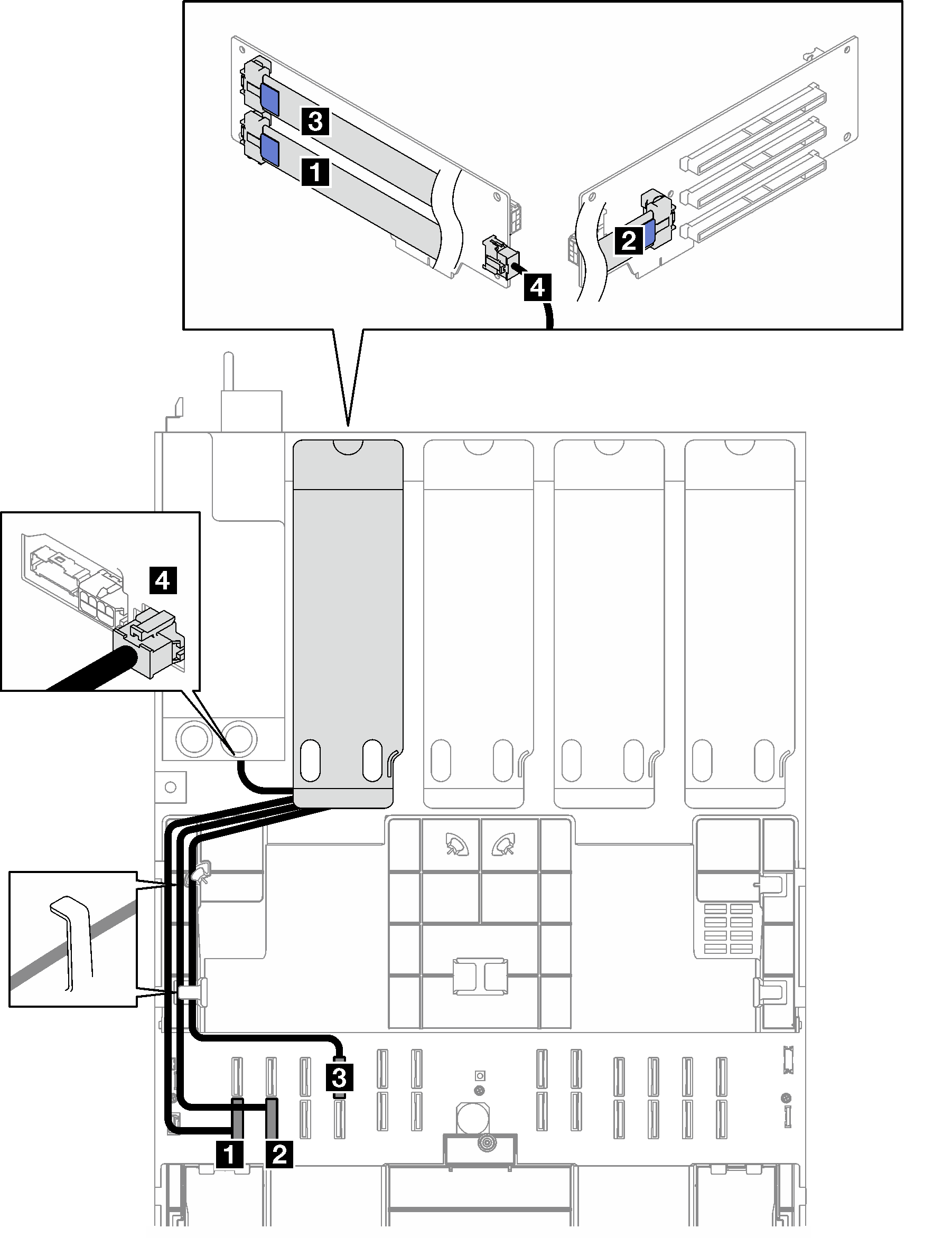 Cable routing for the PCIe riser D