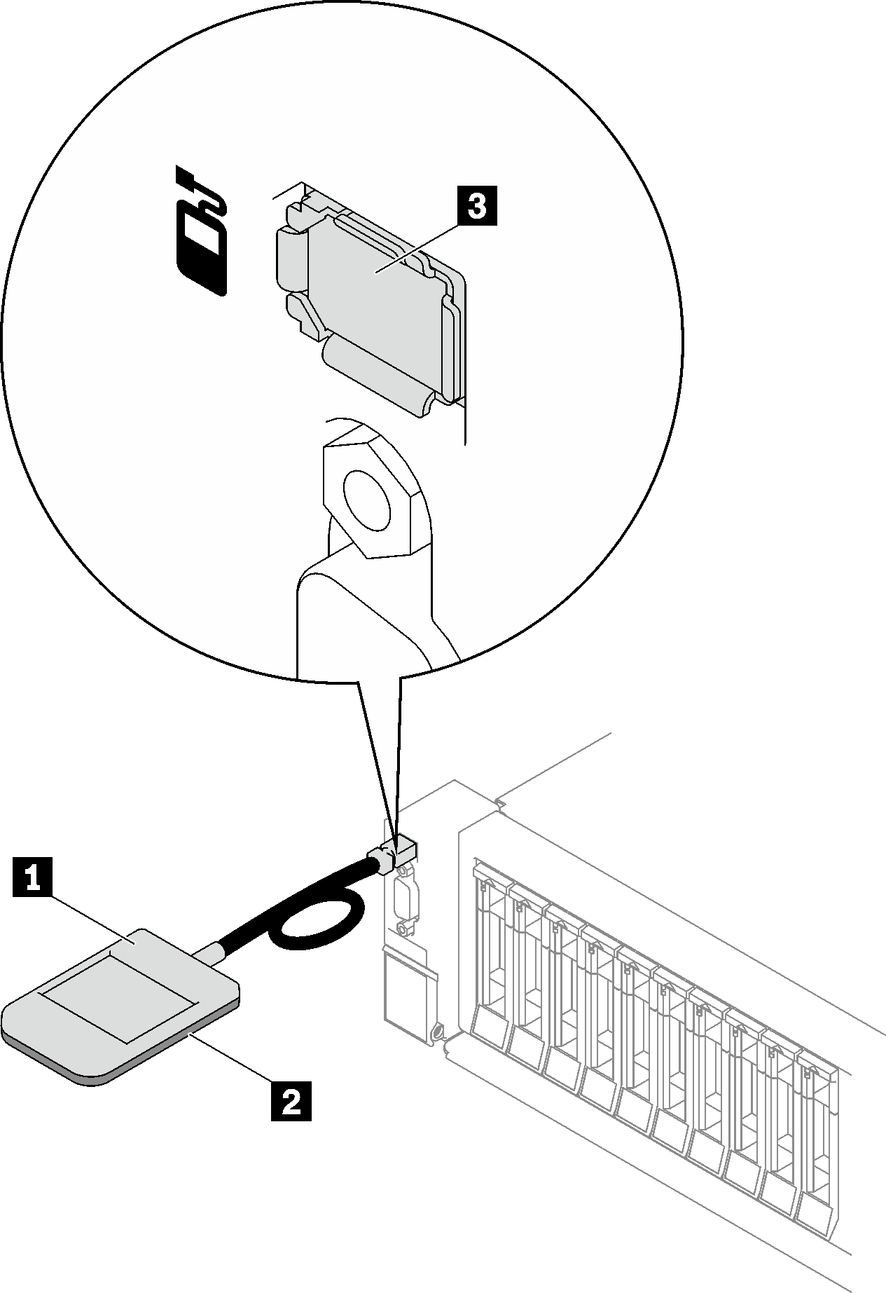 External diagnostics handset connected with a cable