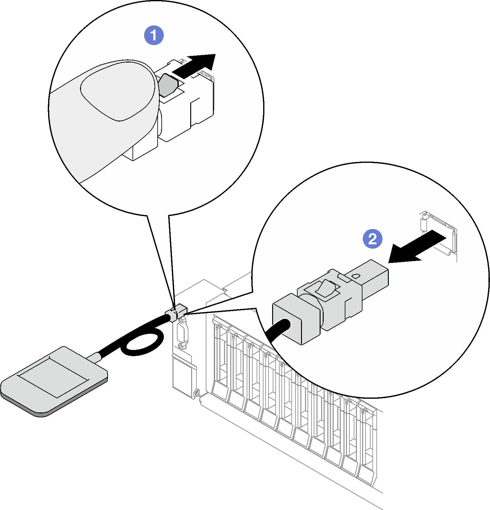 Disconnecting the external diagnostics handset cable