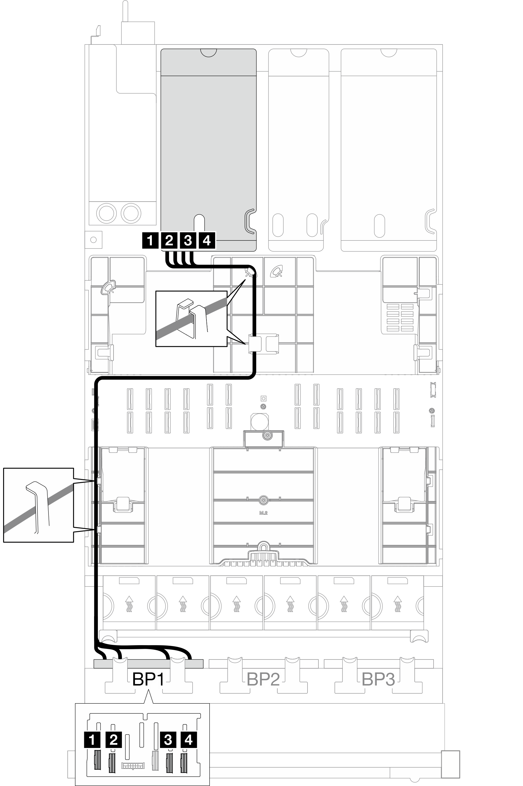NVMe cable routing to PCIe riser 3