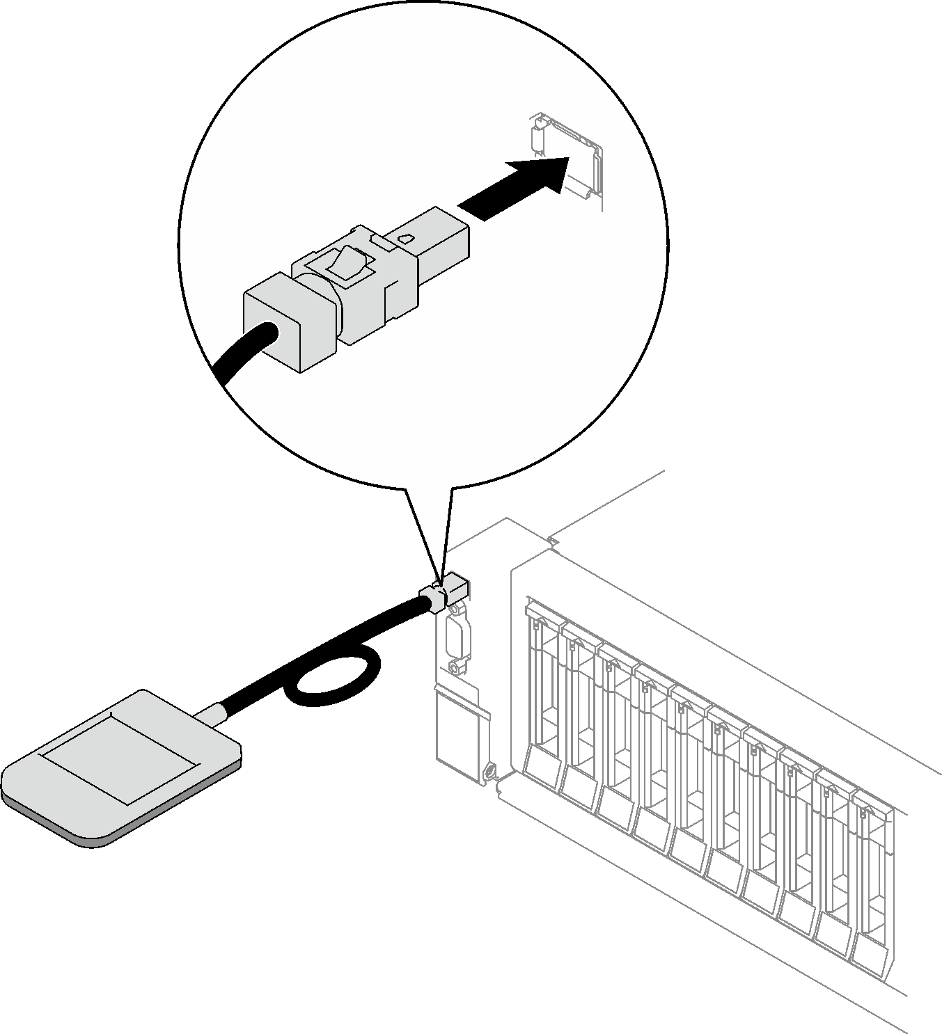 Connecting the external diagnostics handset cable