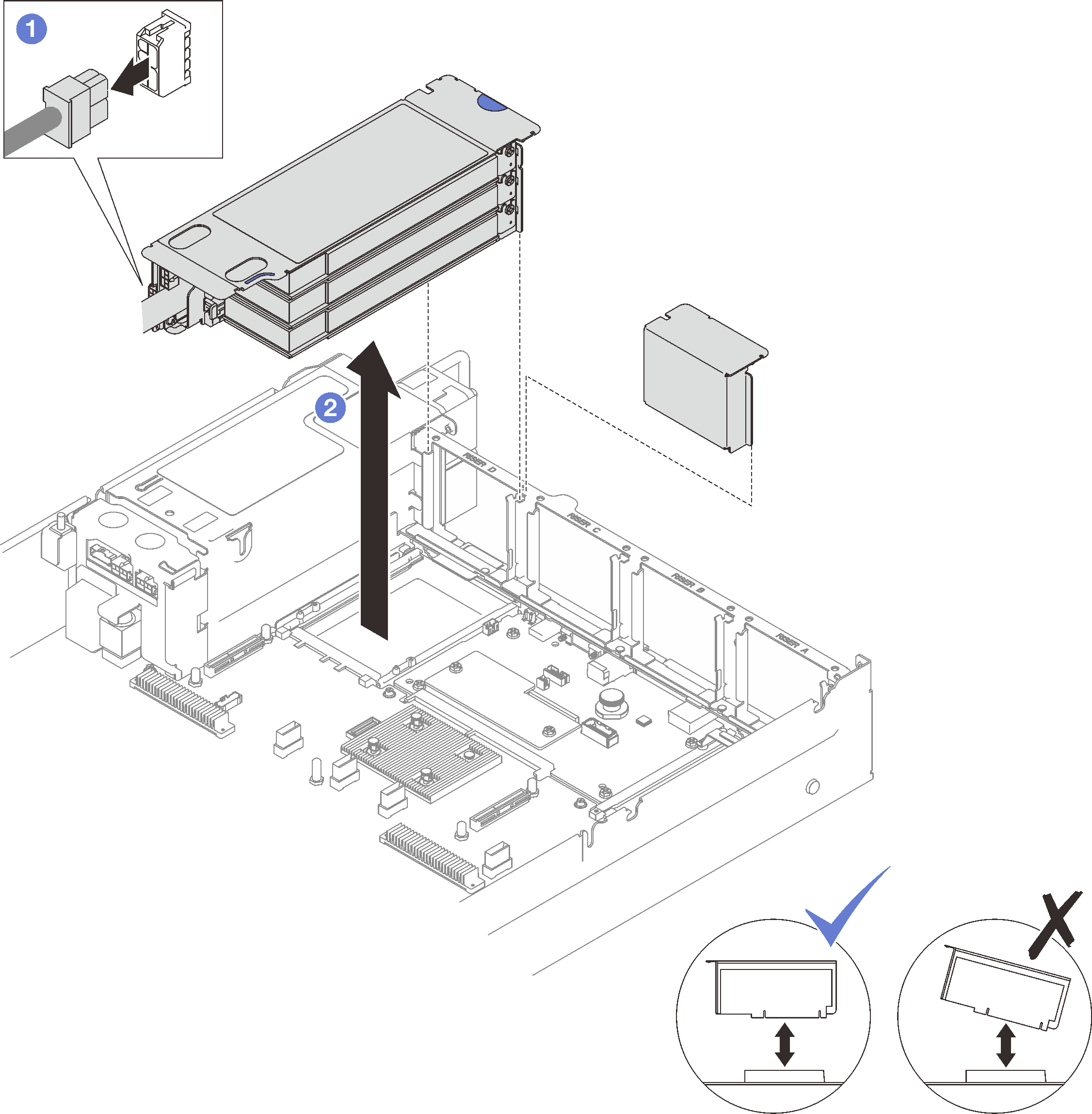 PCIe LP riser removal (with power connector)