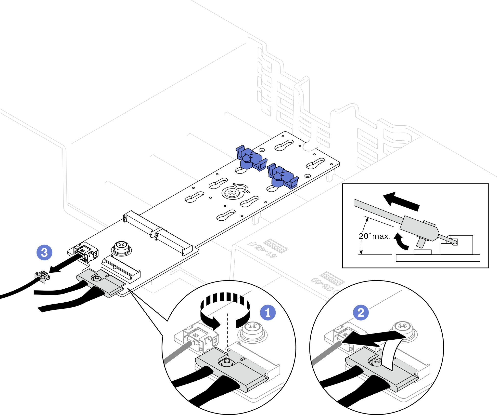 SATA/NVMe or NVMe M.2 backplane cable disconnection