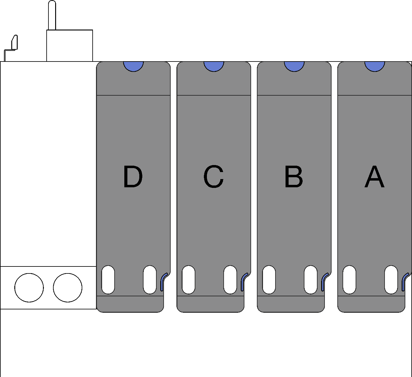 PCIe riser type and location for the server model with four PCIe risers