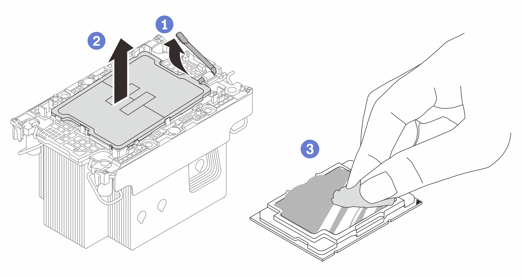 Separating a processor from the heat sink and carrier