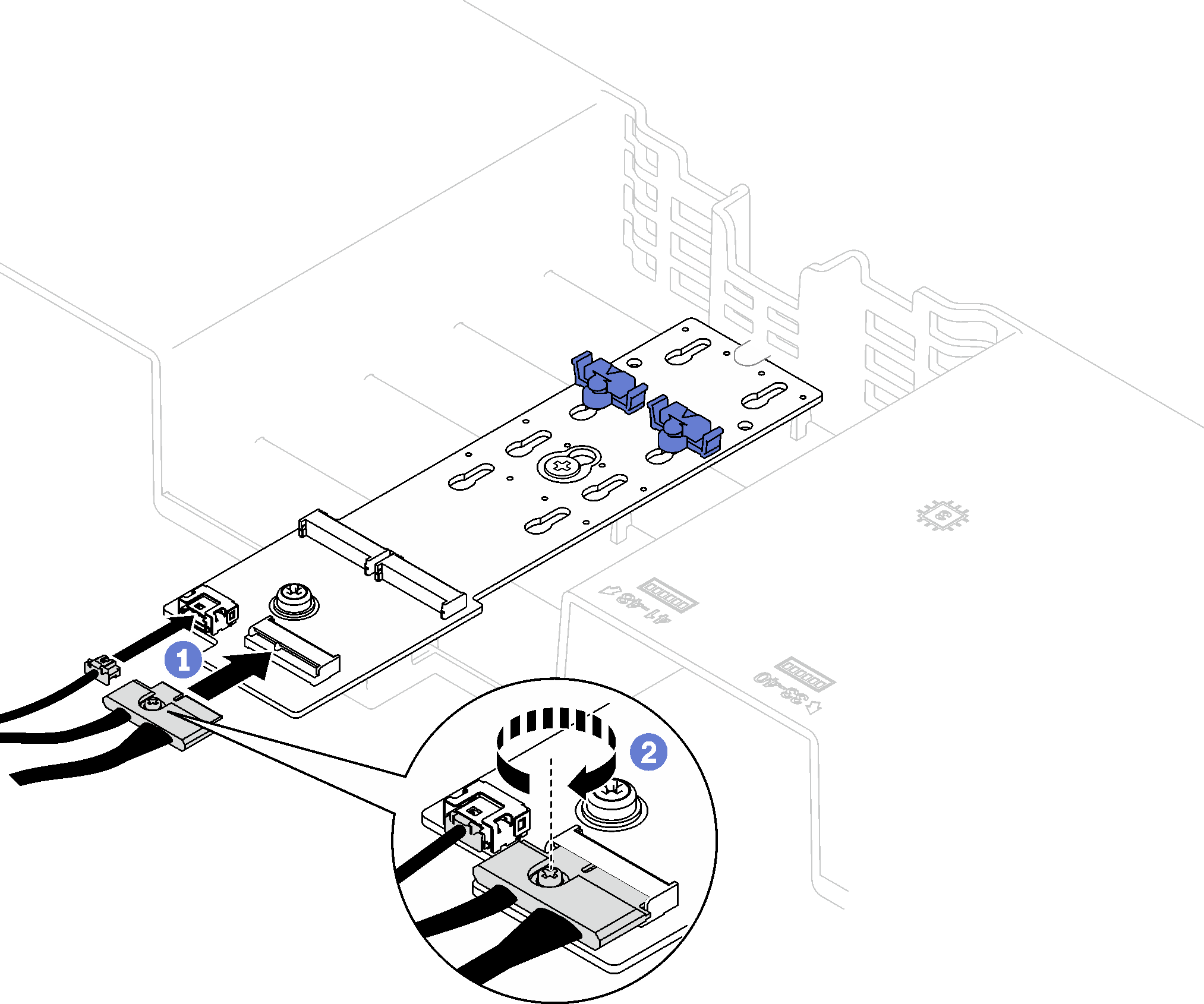 SATA/NVMe M.2 backplane cable connection