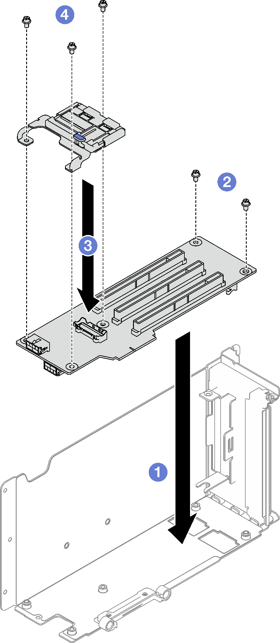 PCIe riser card installation