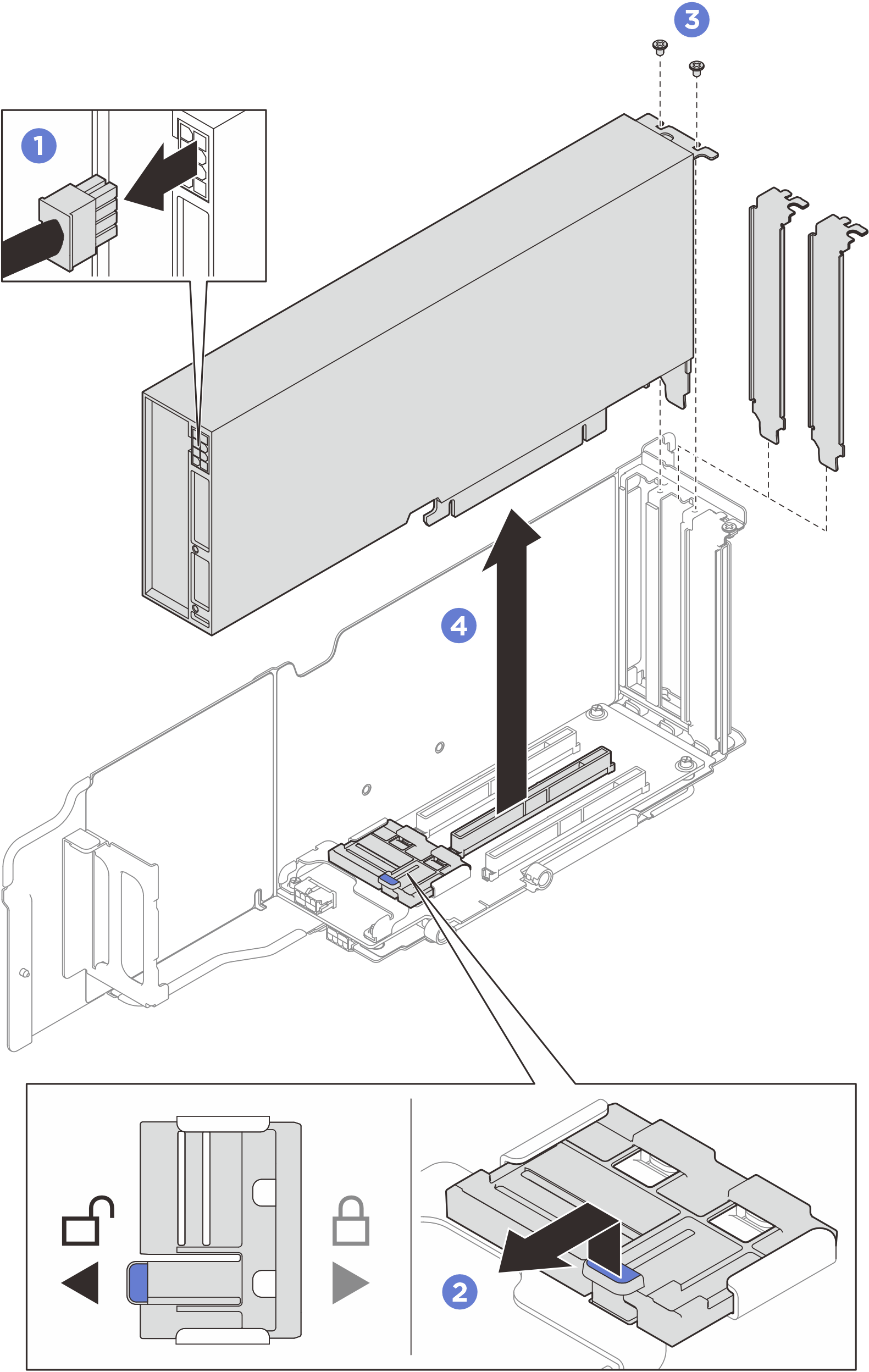 Double-wide GPU adapter removal